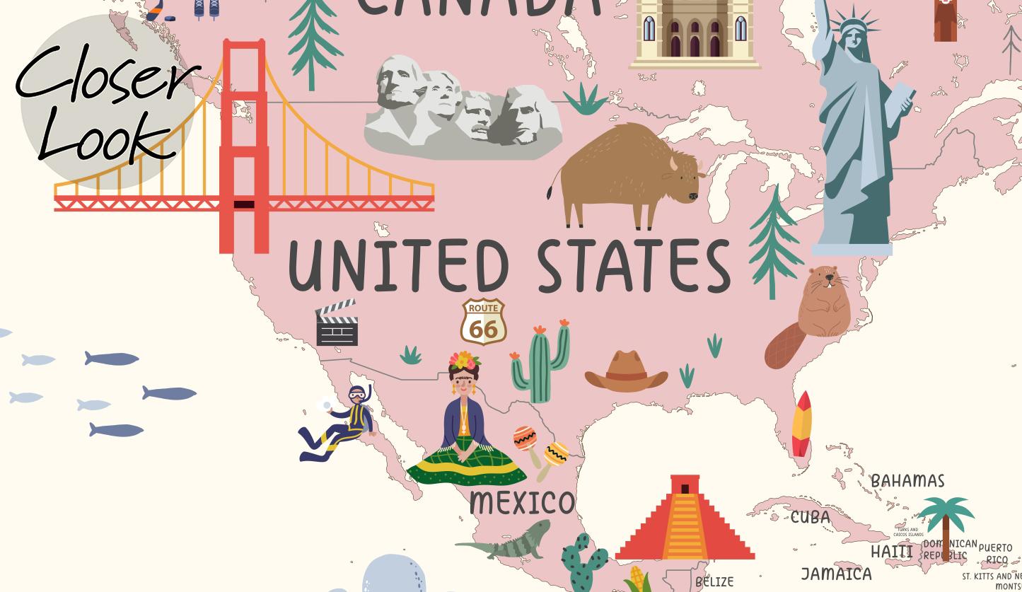 Playful World Journey Map for Kids Wallpaper Mural