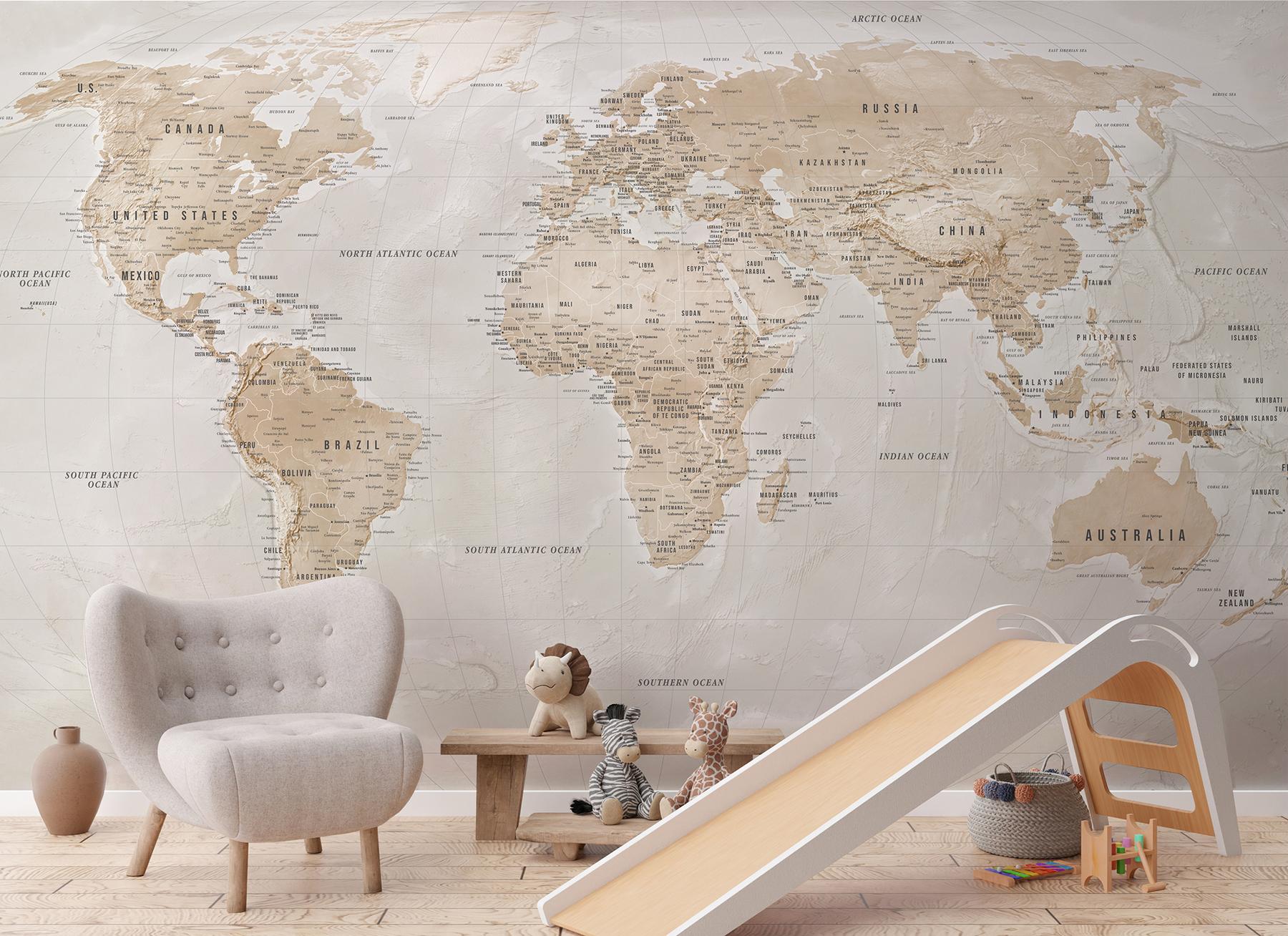 Global Geographic  World Map Wallpaper Mural