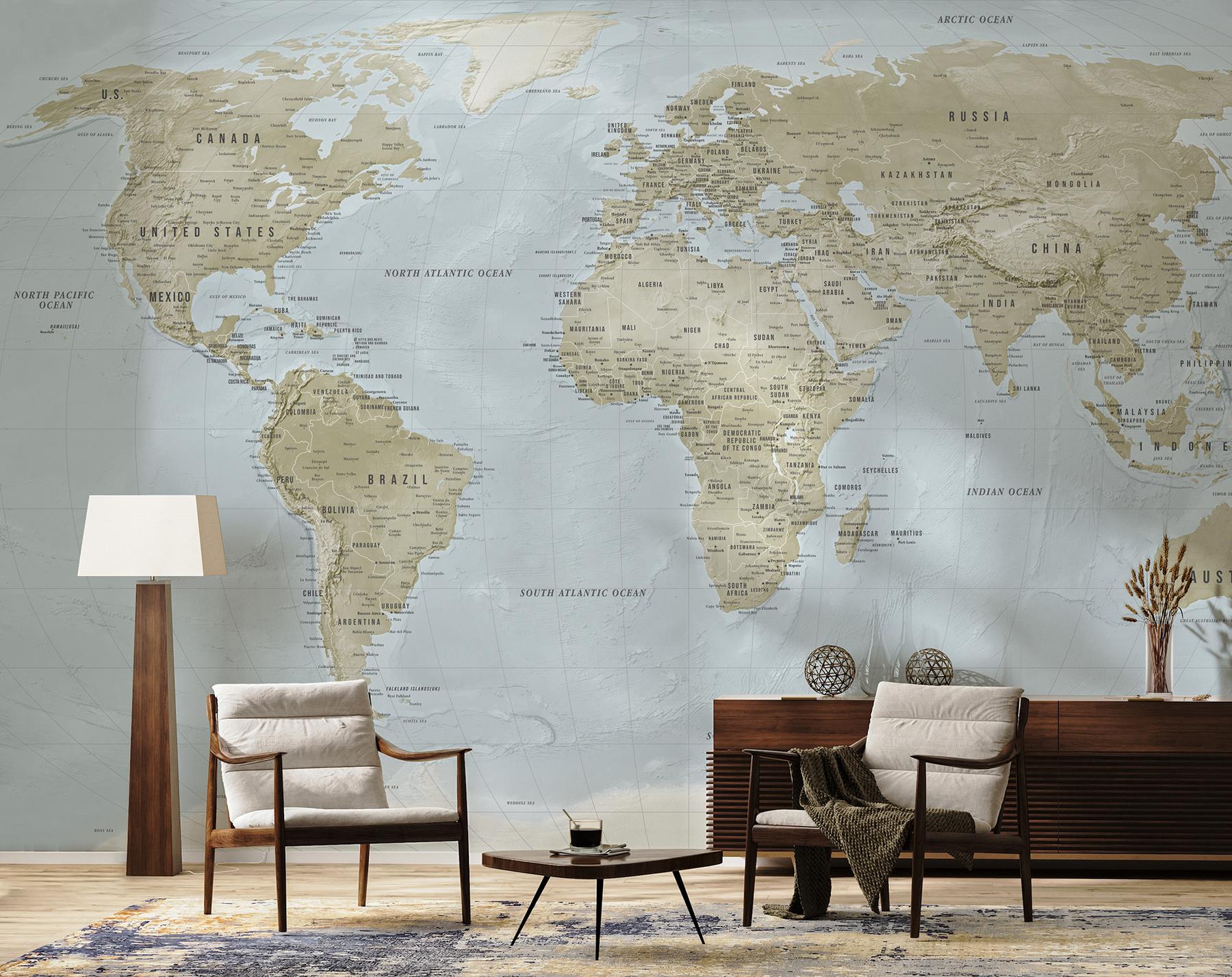 Global Geographic  World Map Wallpaper Mural