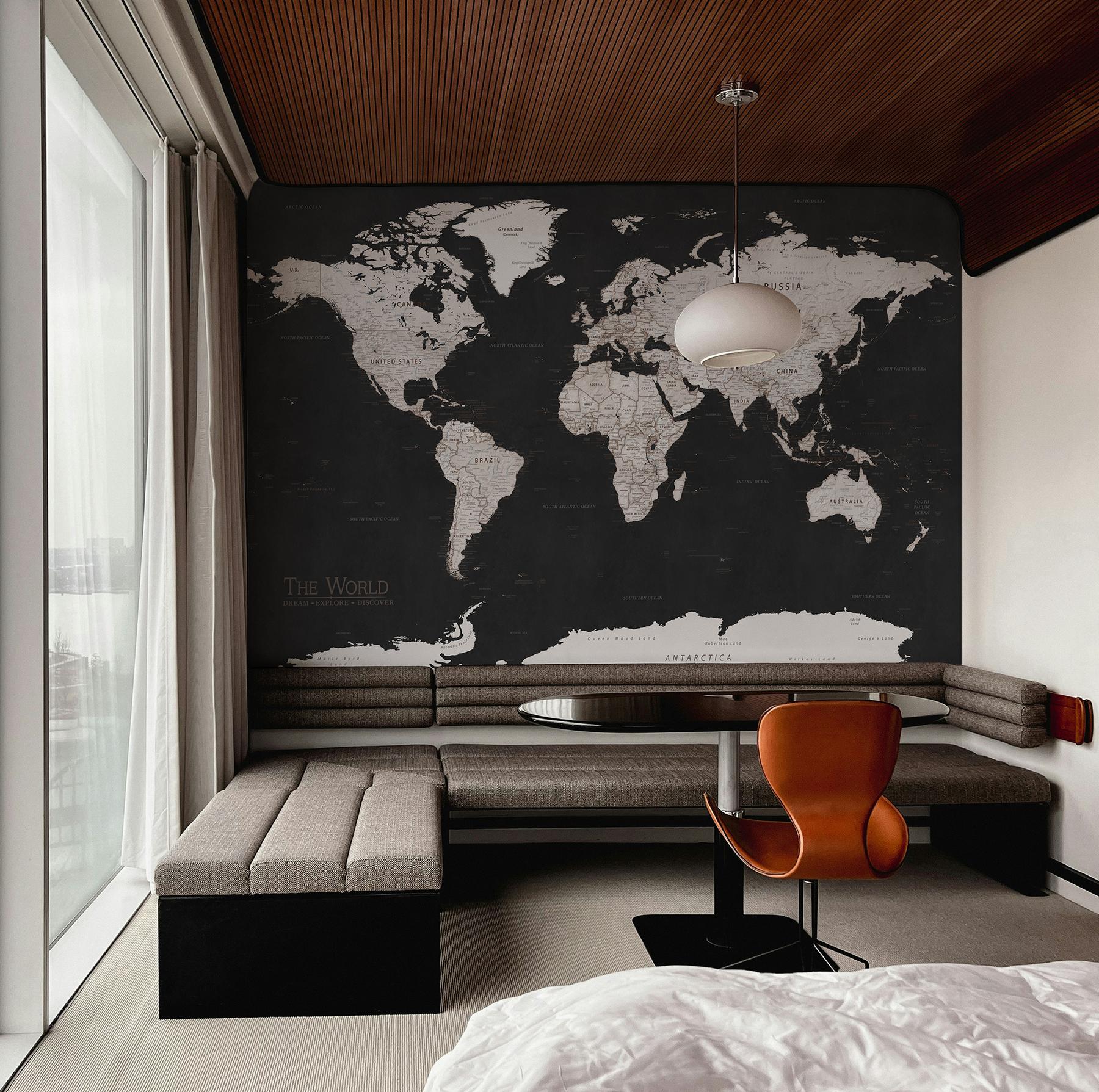 Classic Dark Tones World Wallpaper Mural