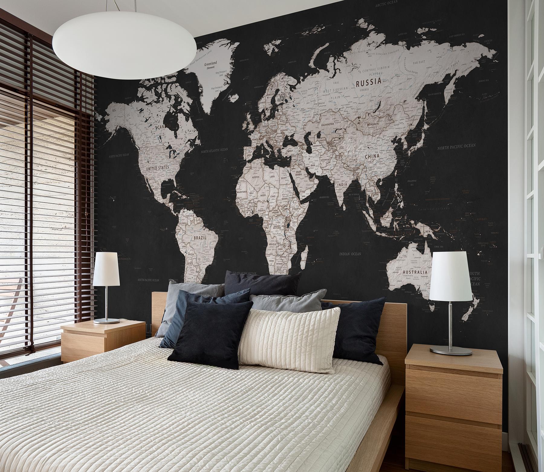 Classic Dark Tones World Wallpaper Mural