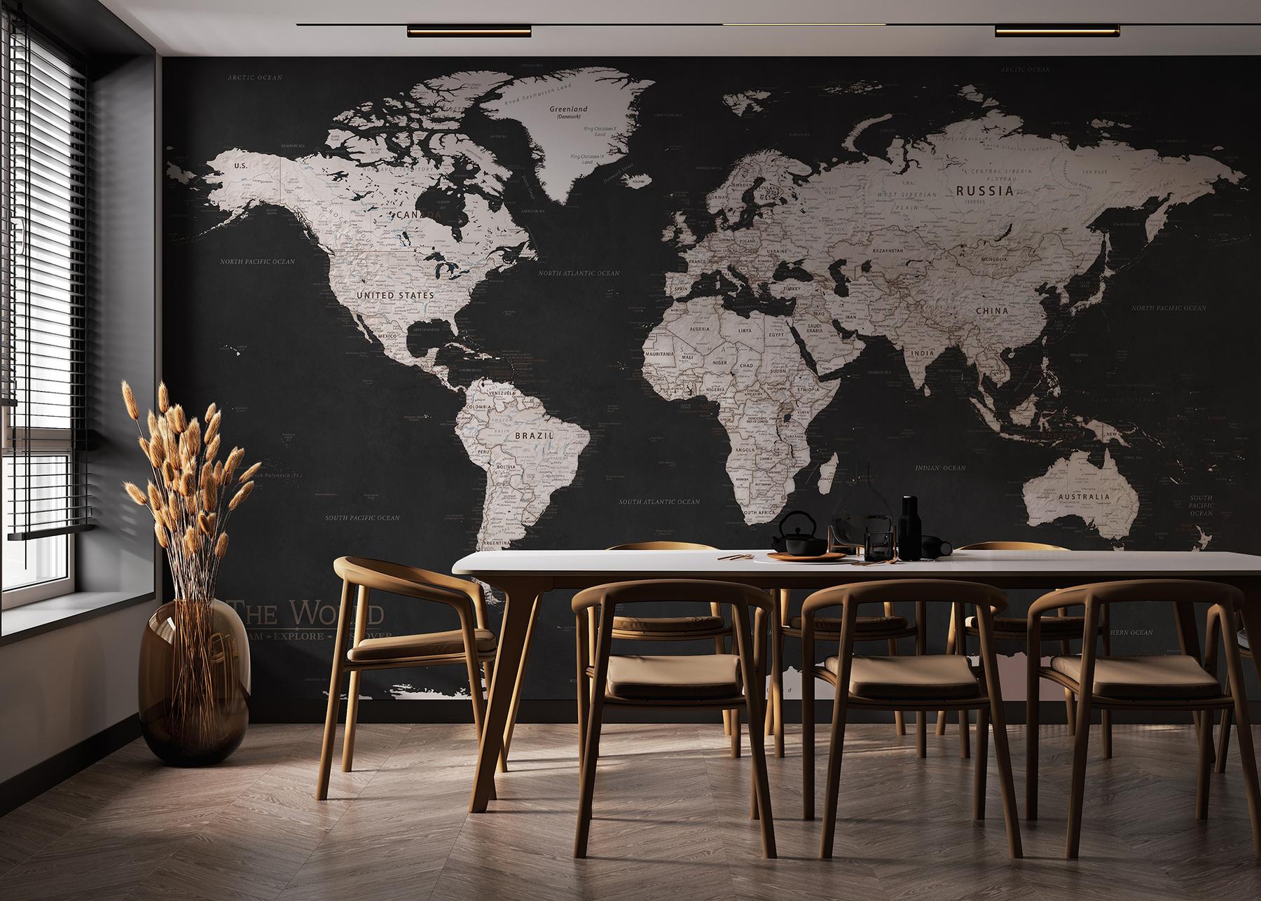 Classic Dark Tones World Wallpaper Mural