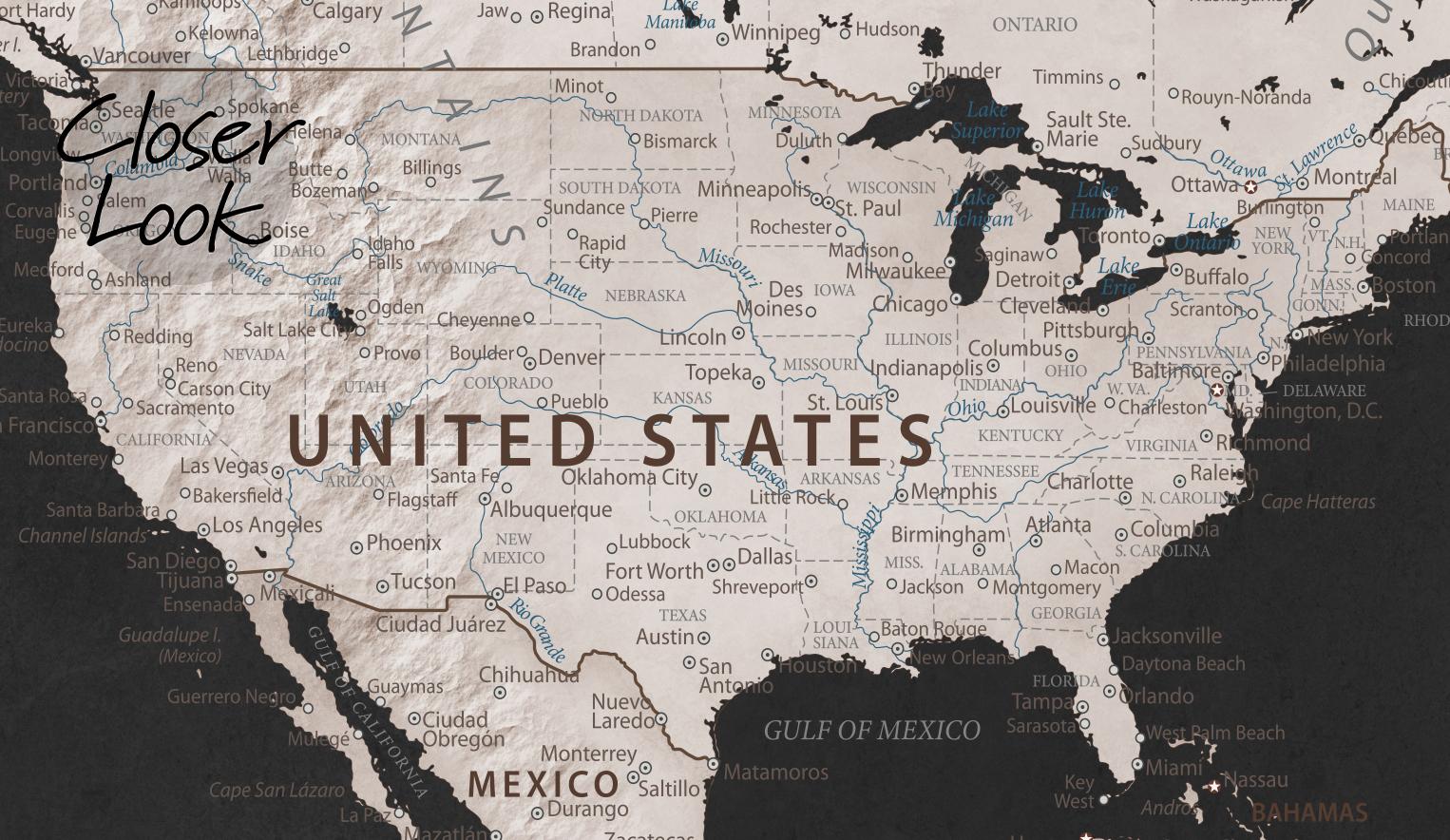 Classic Dark Tones World Wallpaper Mural