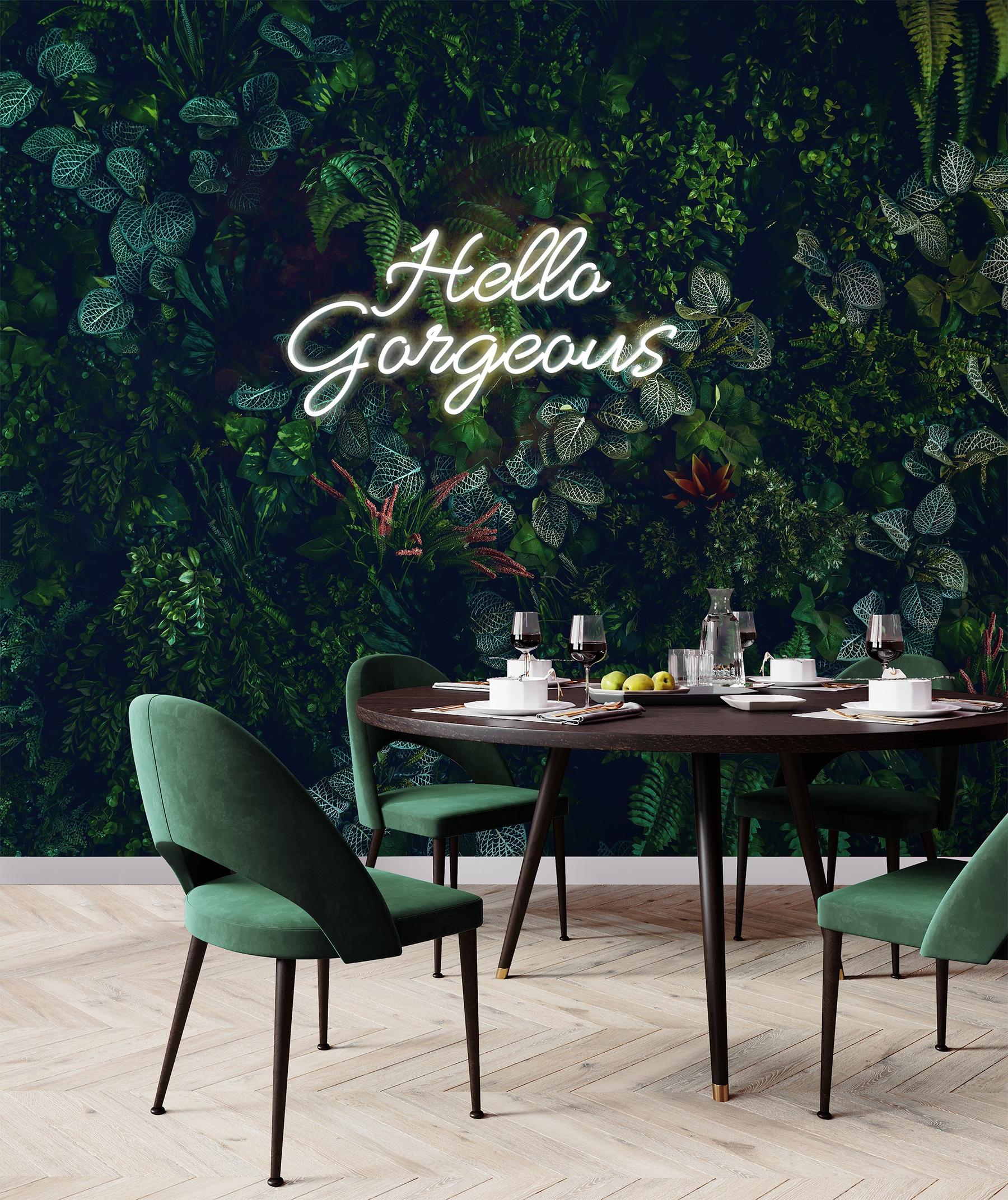 Elegant Botanical Jungle Greenery Wallpaper Mural