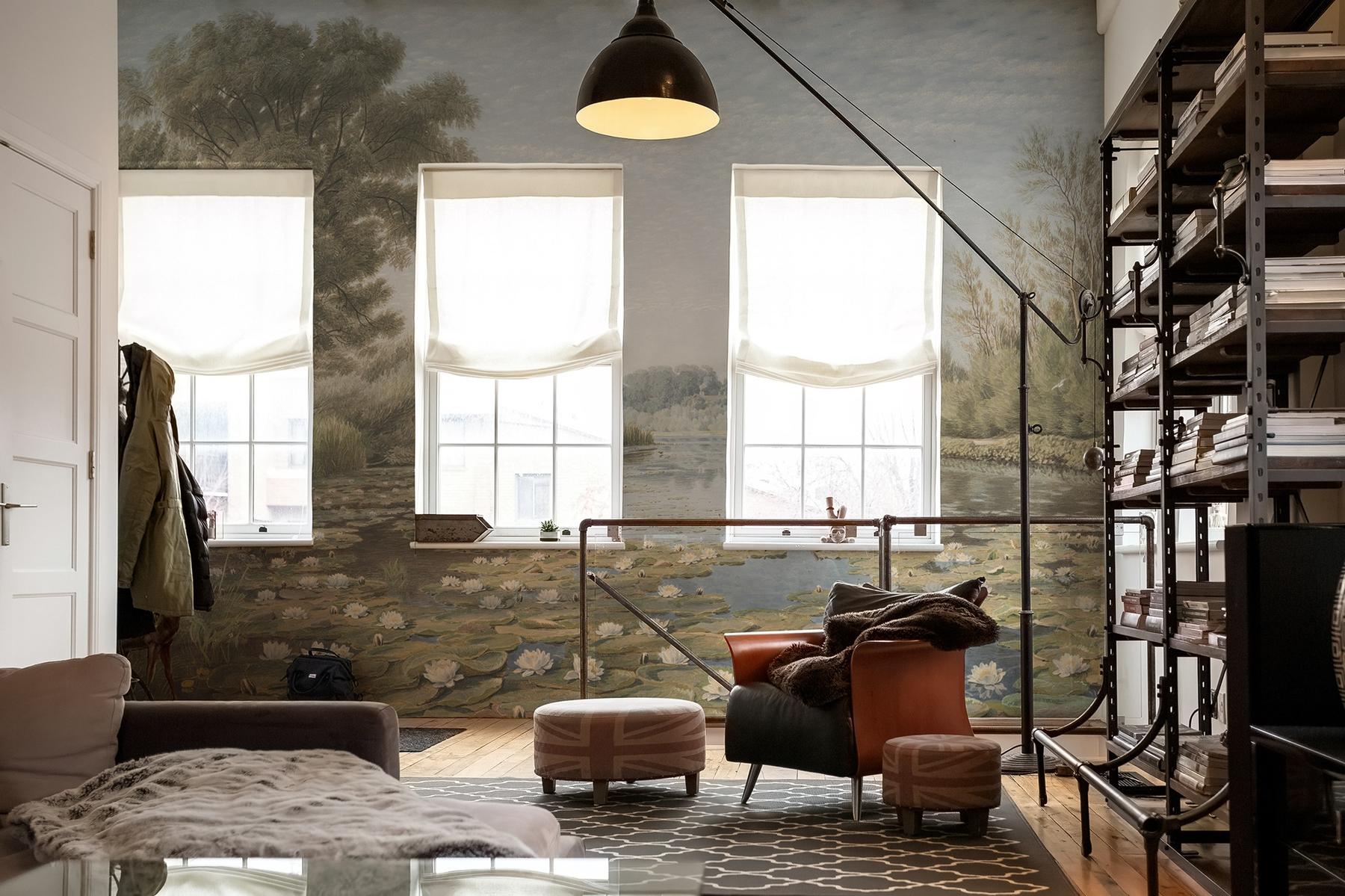 Elegant Water Lily Pond Wallpaper Mural