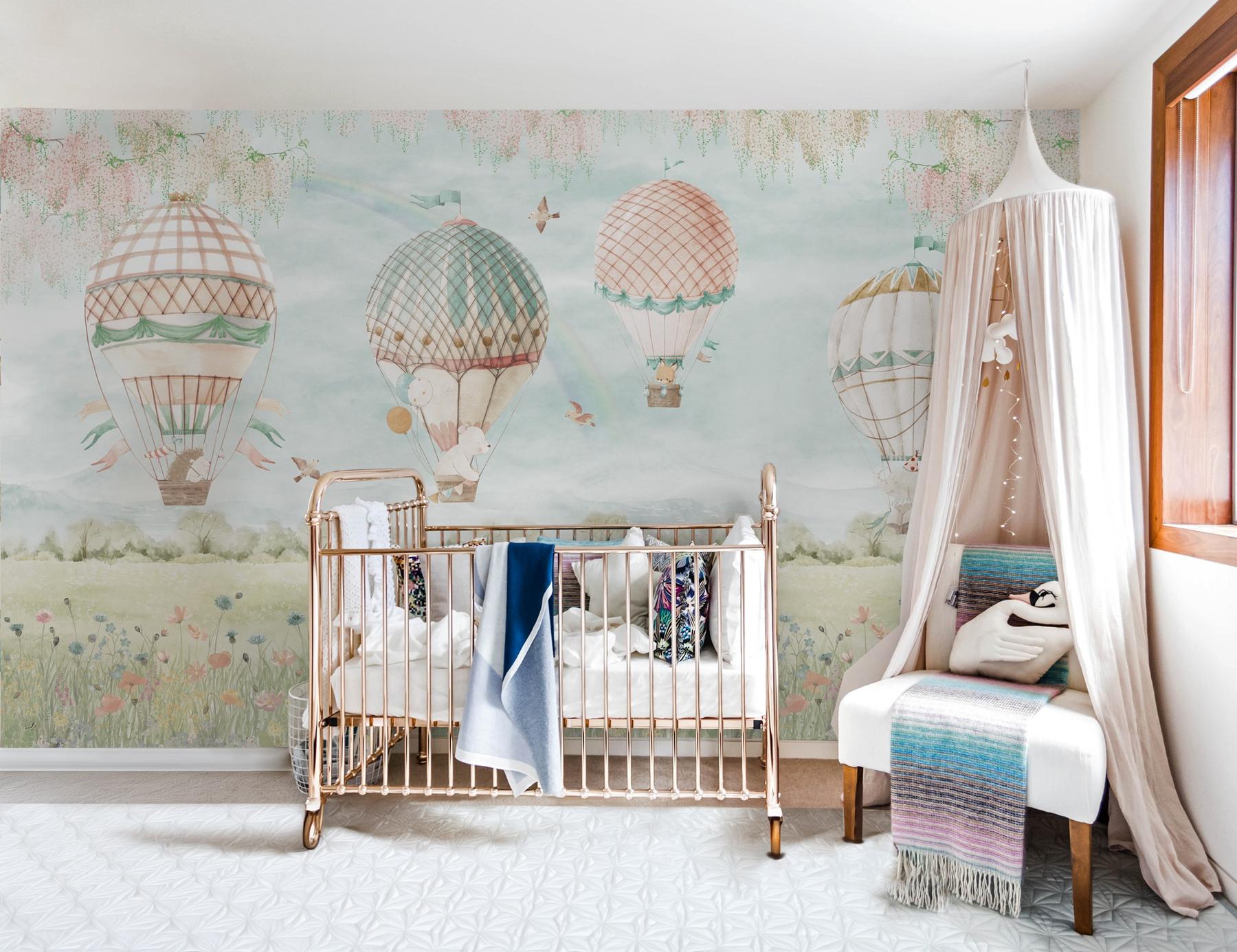 Pastel Dreamland Hot Air Balloon Wallpaper Mural