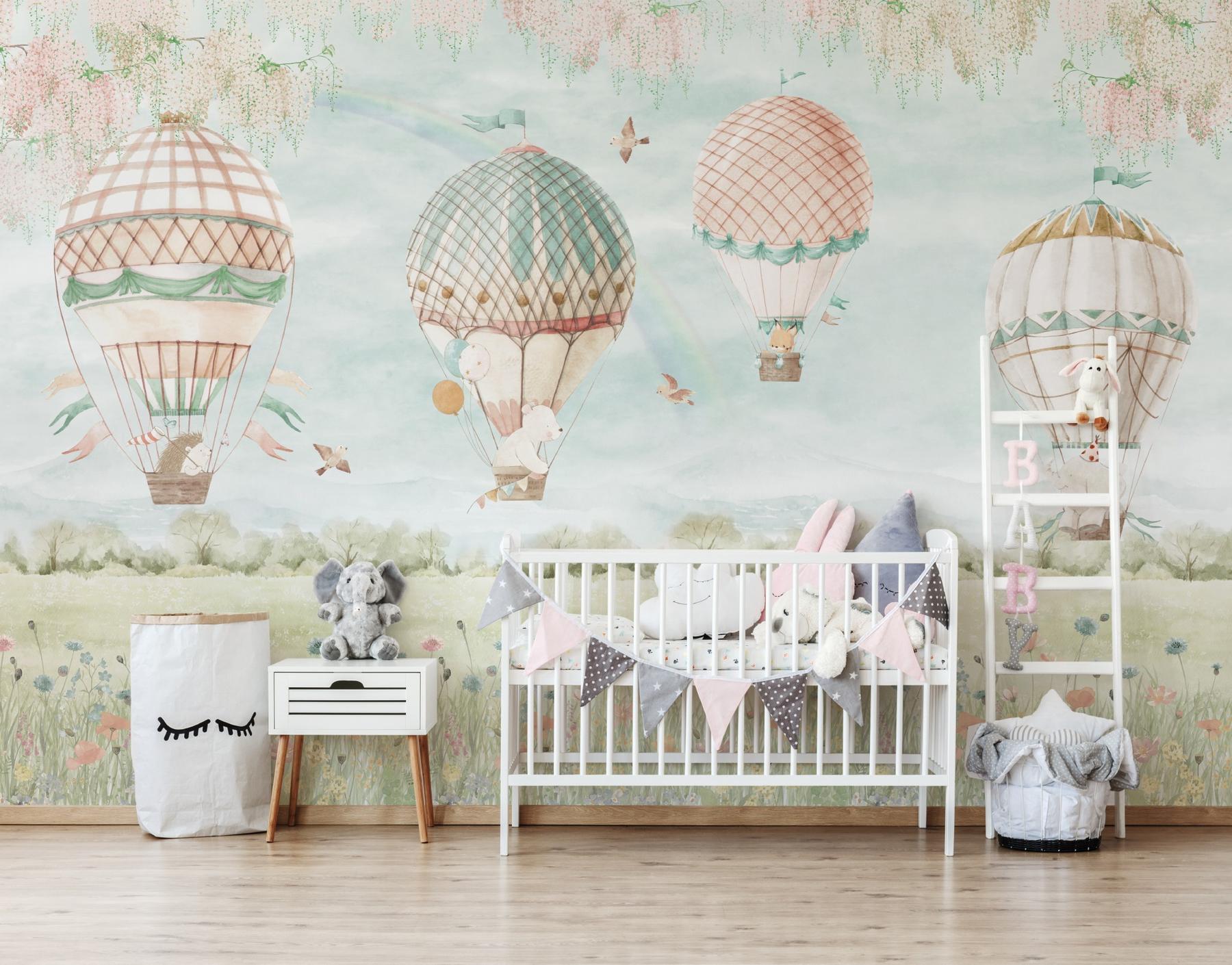Pastel Dreamland Hot Air Balloon Wallpaper Mural