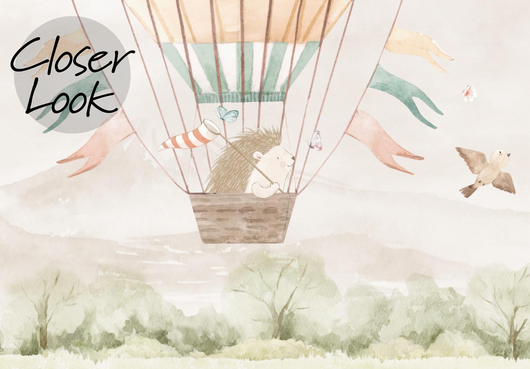 Pastel Dreamland Hot Air Balloon Wallpaper Mural