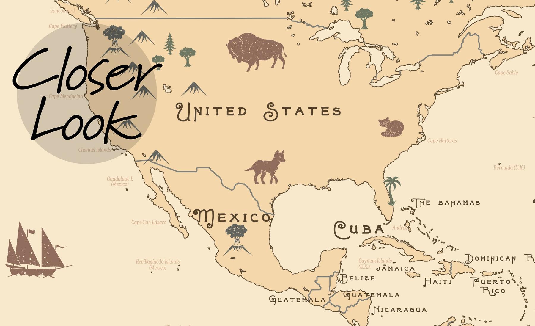Safari Adventure World Map Kids Wallpaper Mural