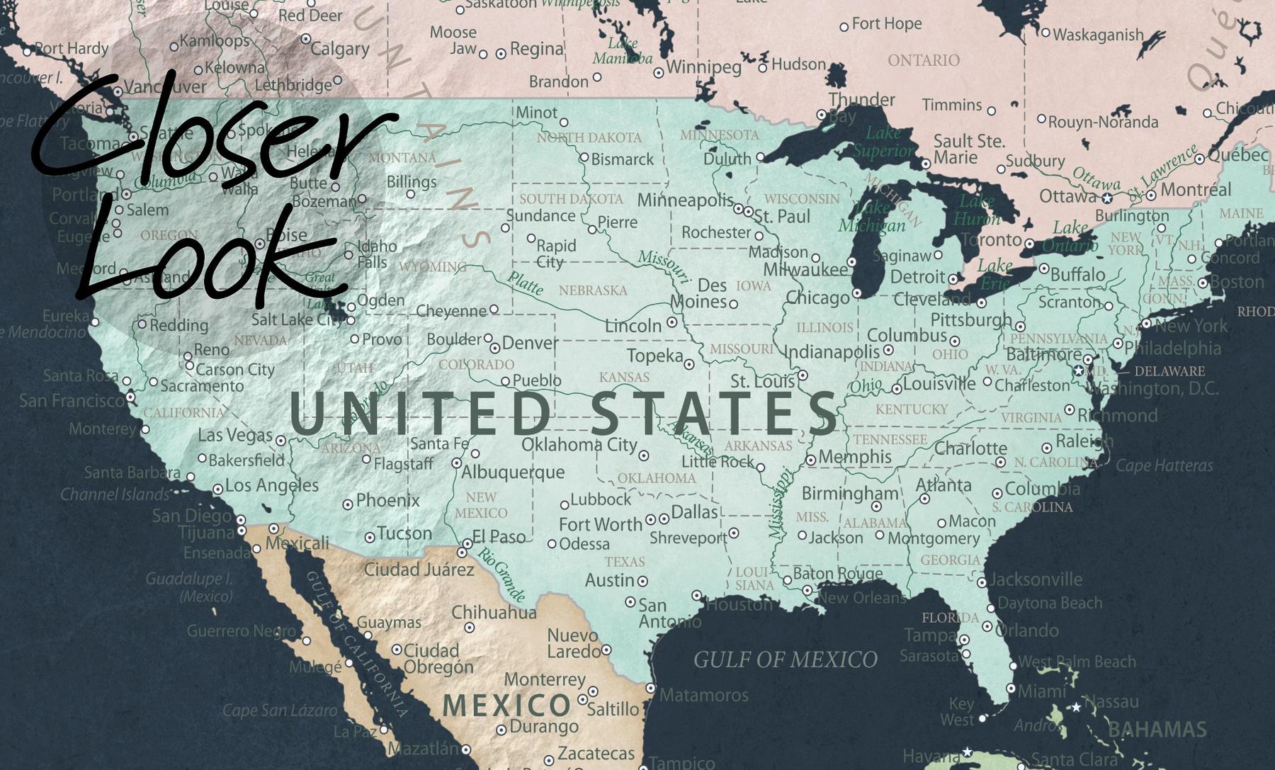 Political World Map Dark Background Wallpaper Mural