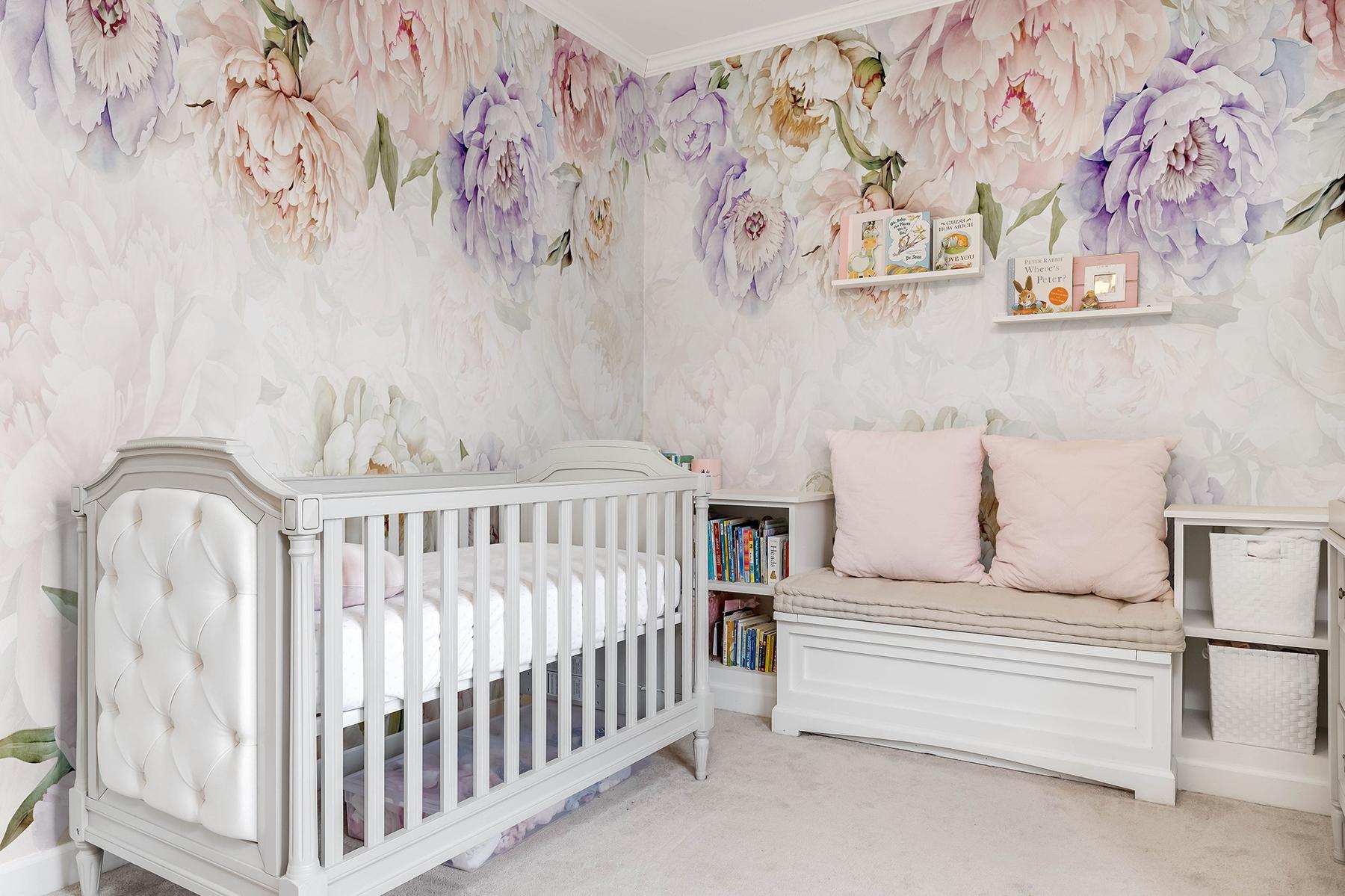 Elegant Pastel Peony Floral Wallpaper Mural