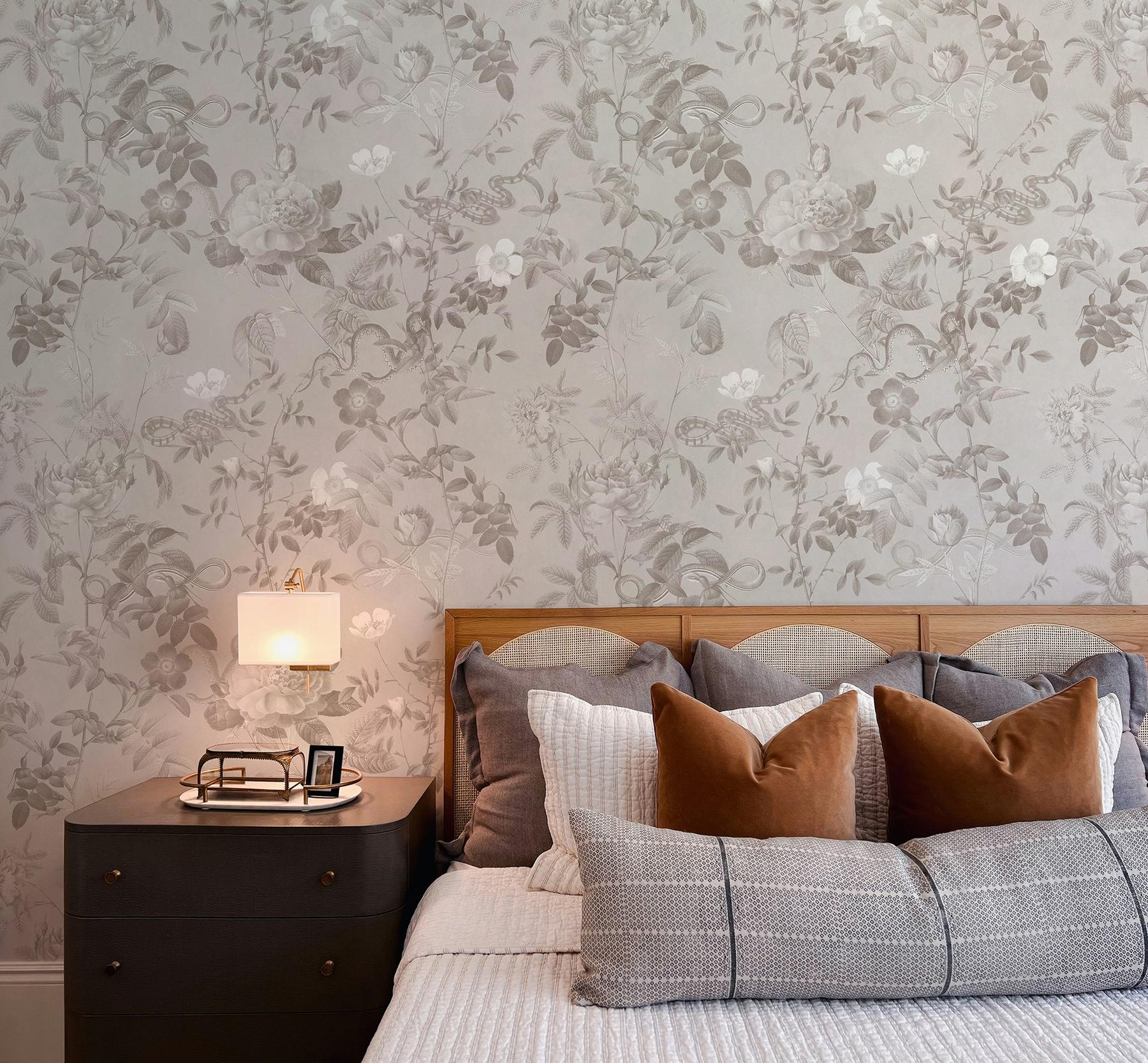 Vintage Botanical Floral Garden Dark Wallpaper Mural