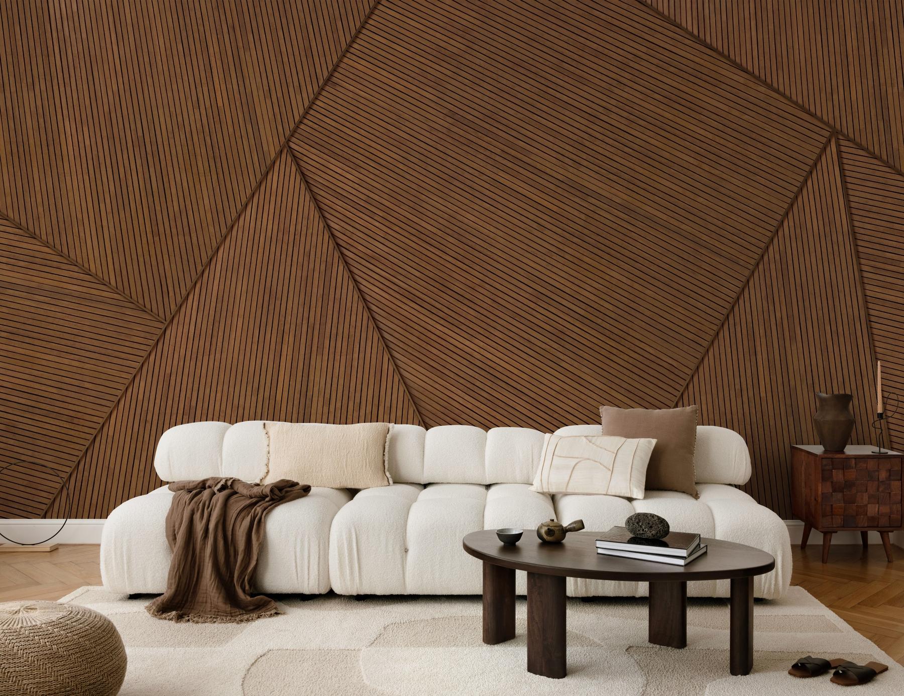 Modern Geometric Wood Effect Wallpaper