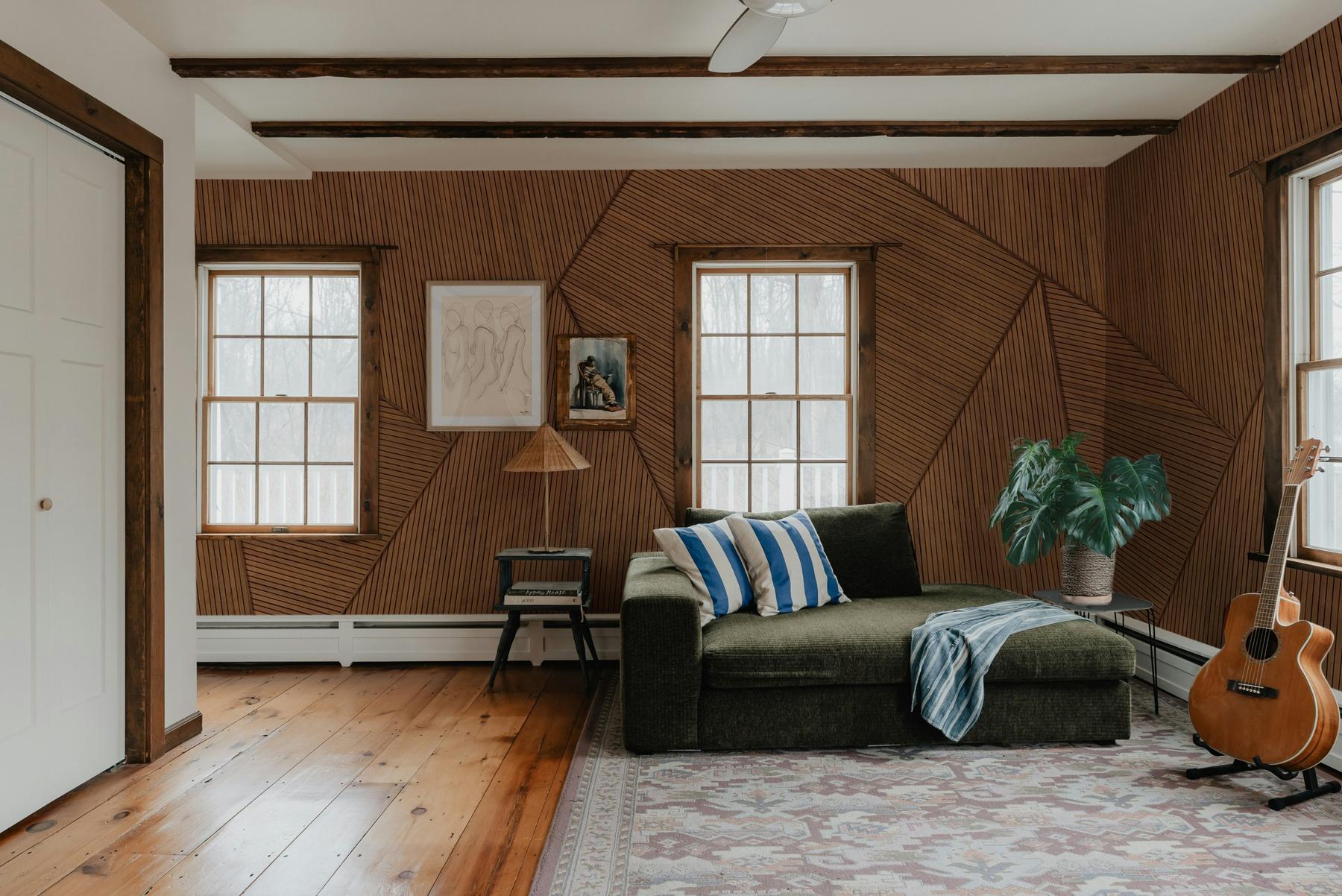 Modern Geometric Wood Effect Wallpaper