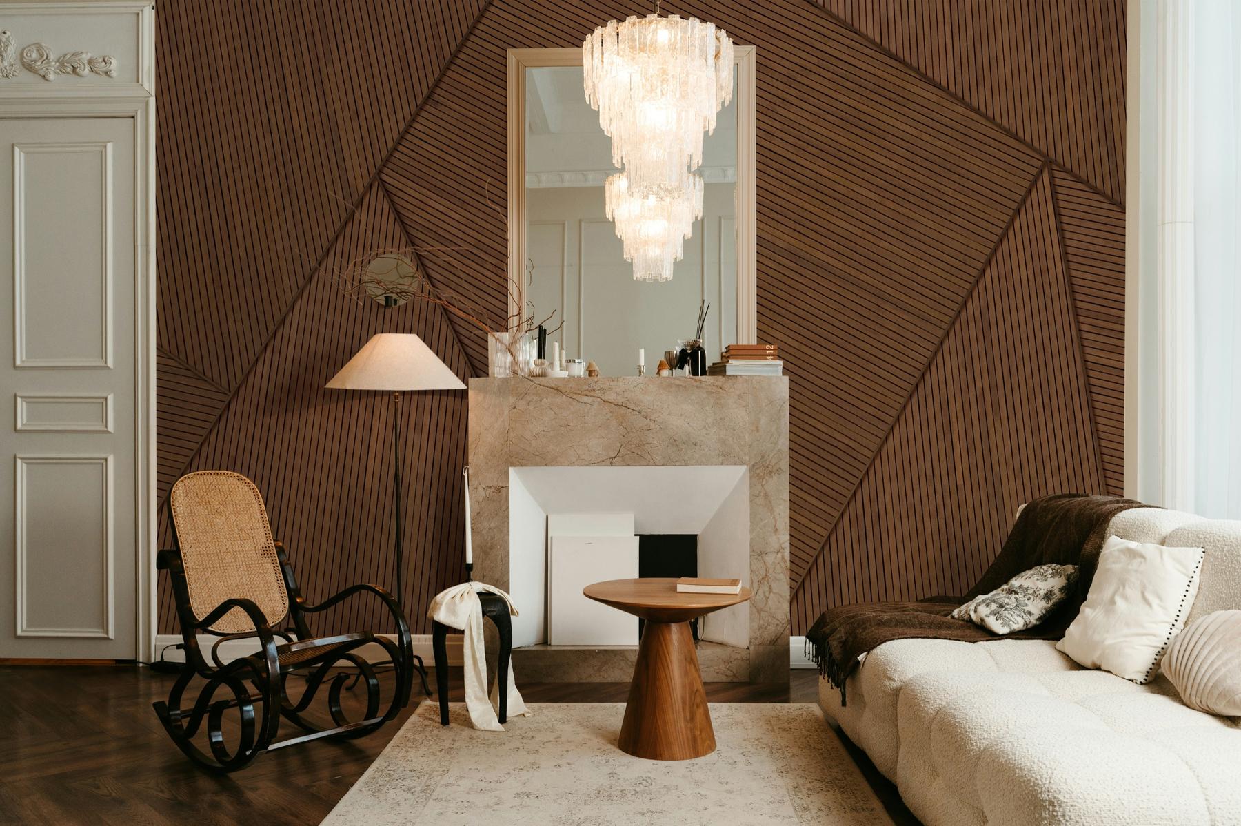 Modern Geometric Wood Effect Wallpaper