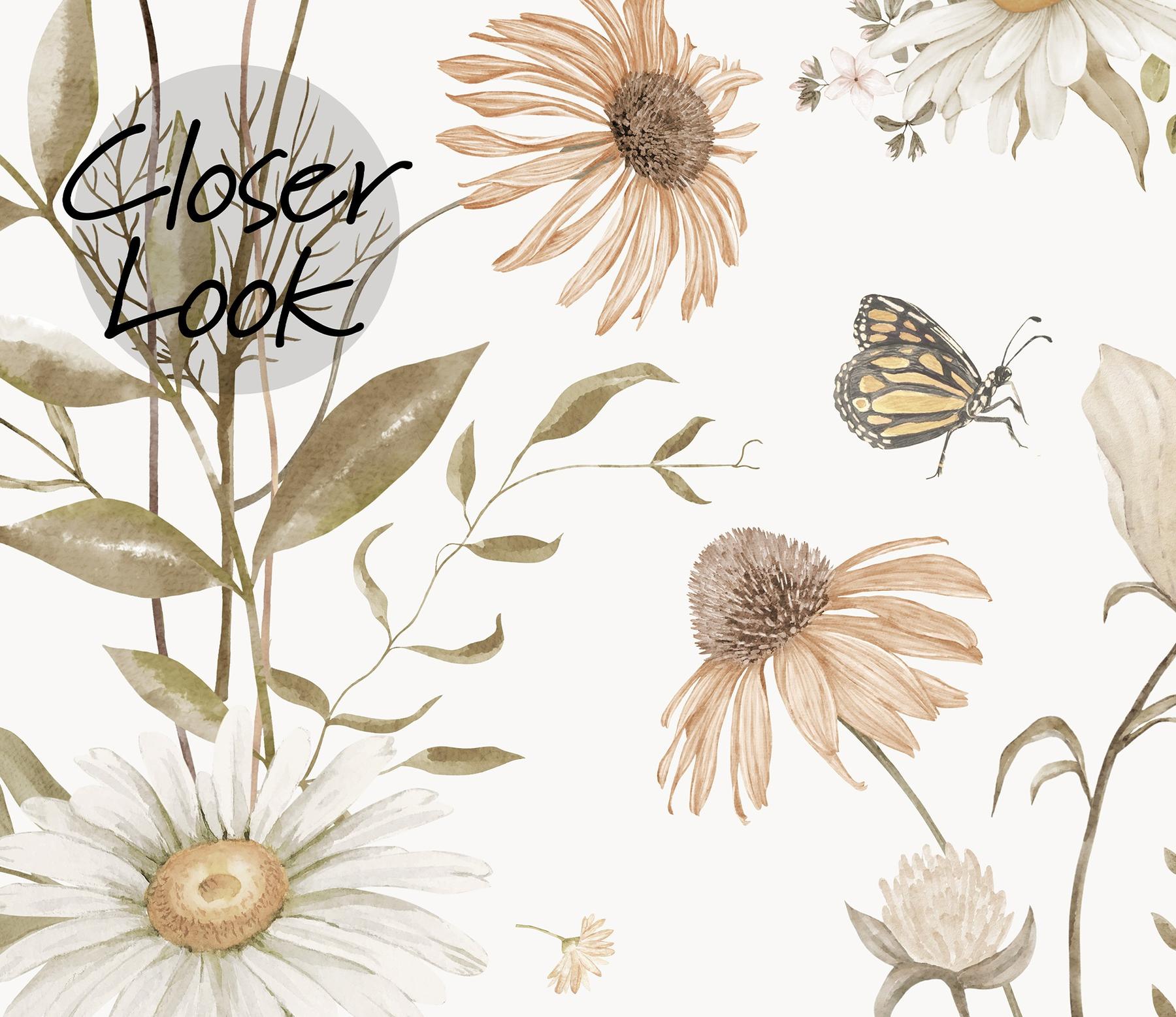 Kids Botanical Garden Wildflower Pattern Wallpaper Mural