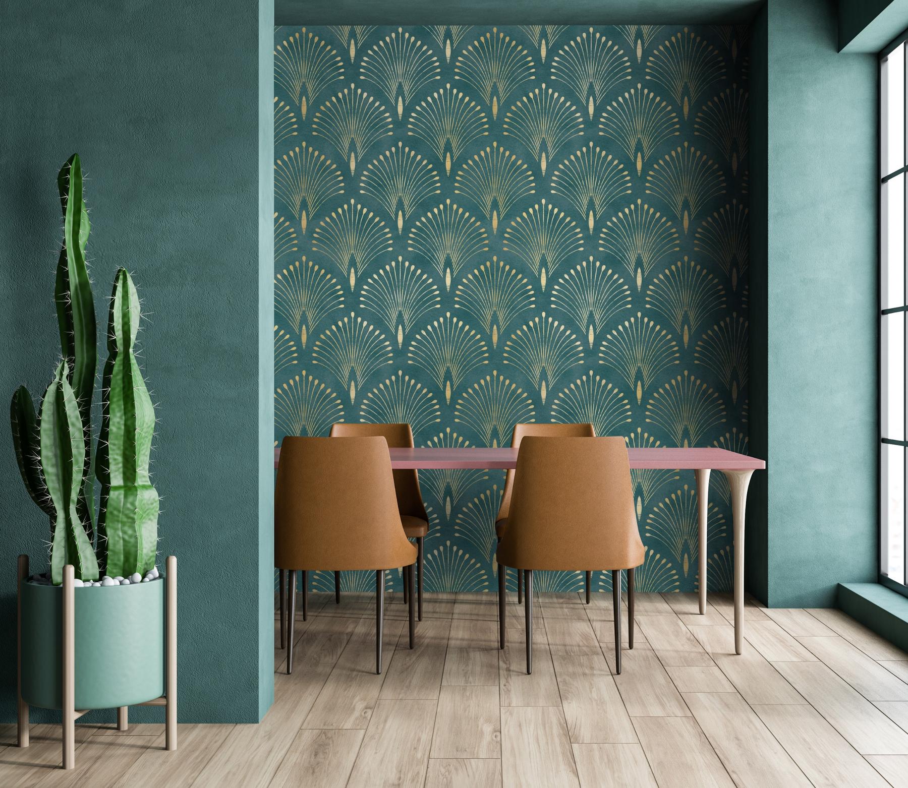 Art Deco Style Fan Pattern Wallpaper Mural