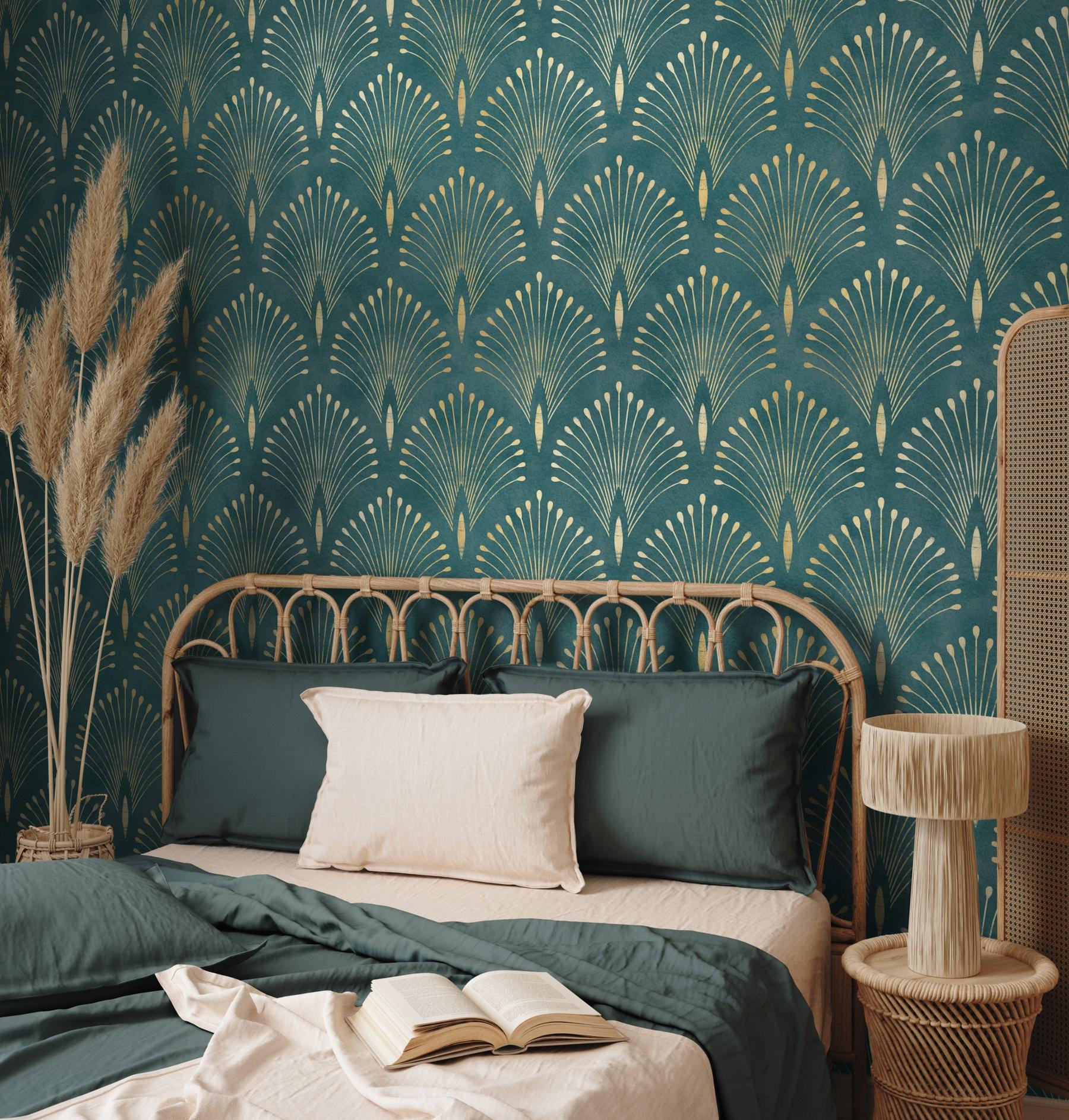 Art Deco Style Fan Pattern Wallpaper Mural