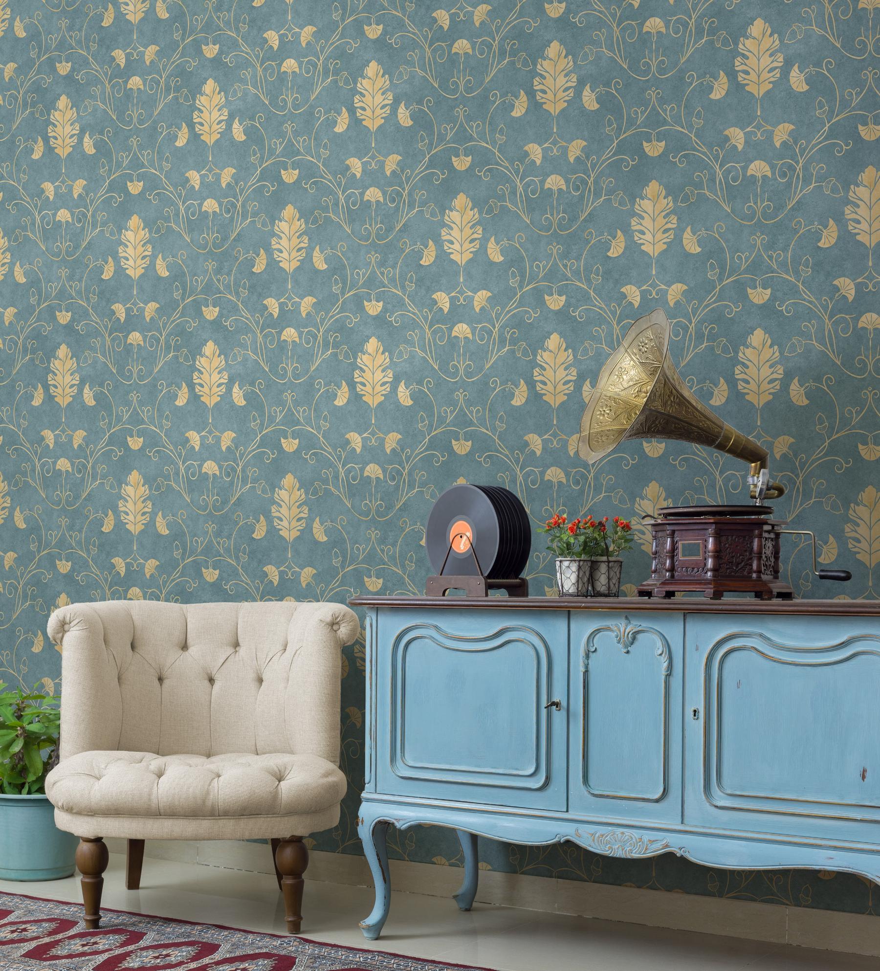 Elegant Floral Vine Pattern Wallpaper Mural