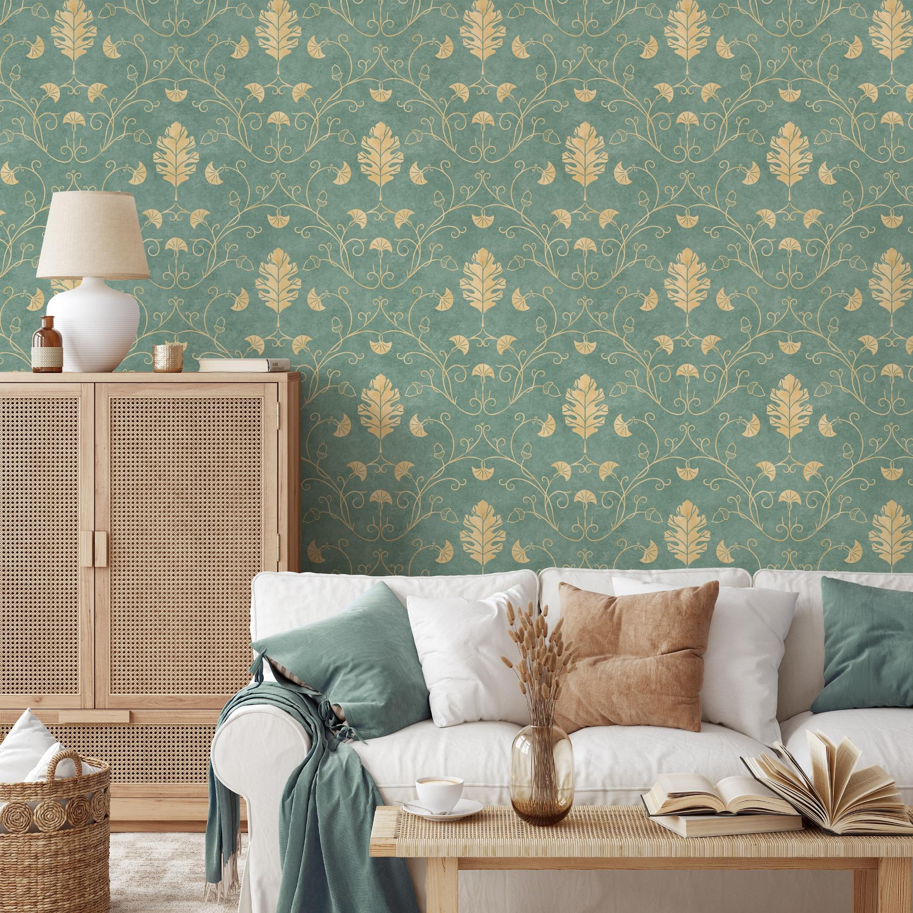 Elegant Floral Vine Pattern Wallpaper Mural