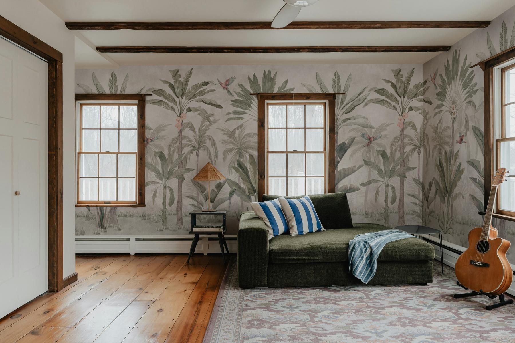 Tropical Palm Trees and Parrots Wallpaper Mural