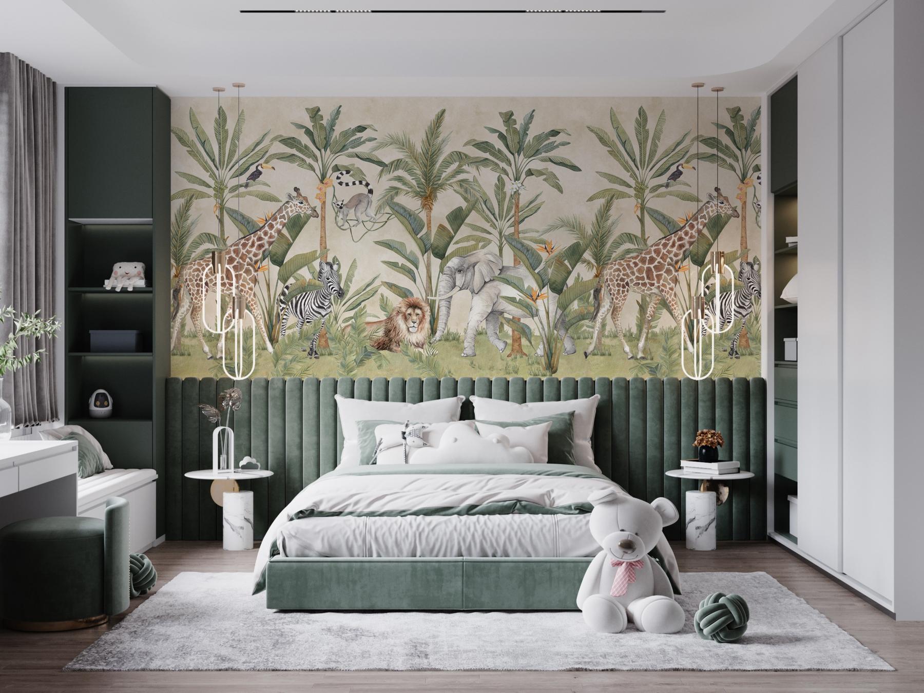 Kids Safari Animals Jungle Scene Wallpaper Mural