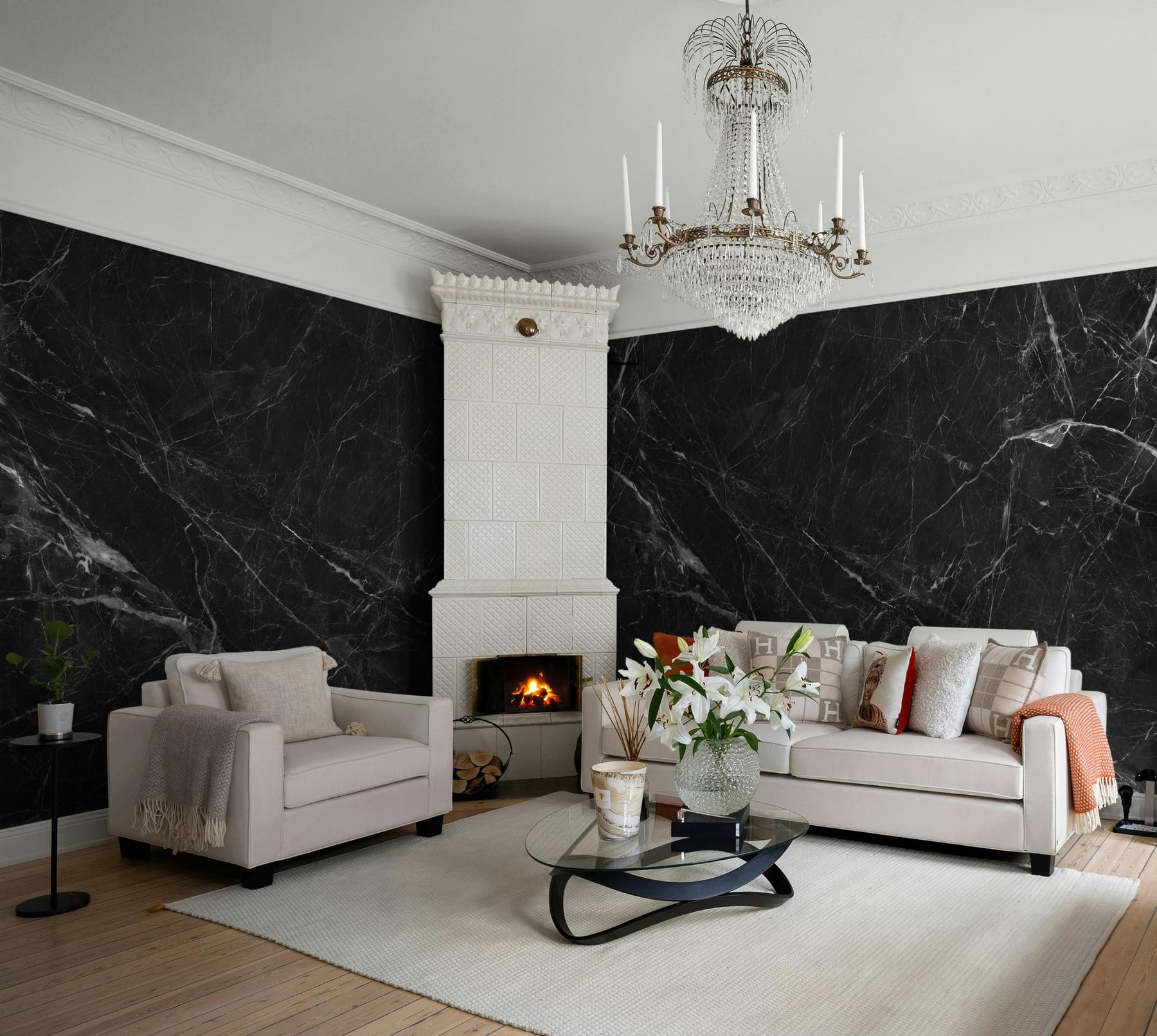 Luxury Dark Marble Effect Wallpaper Mural