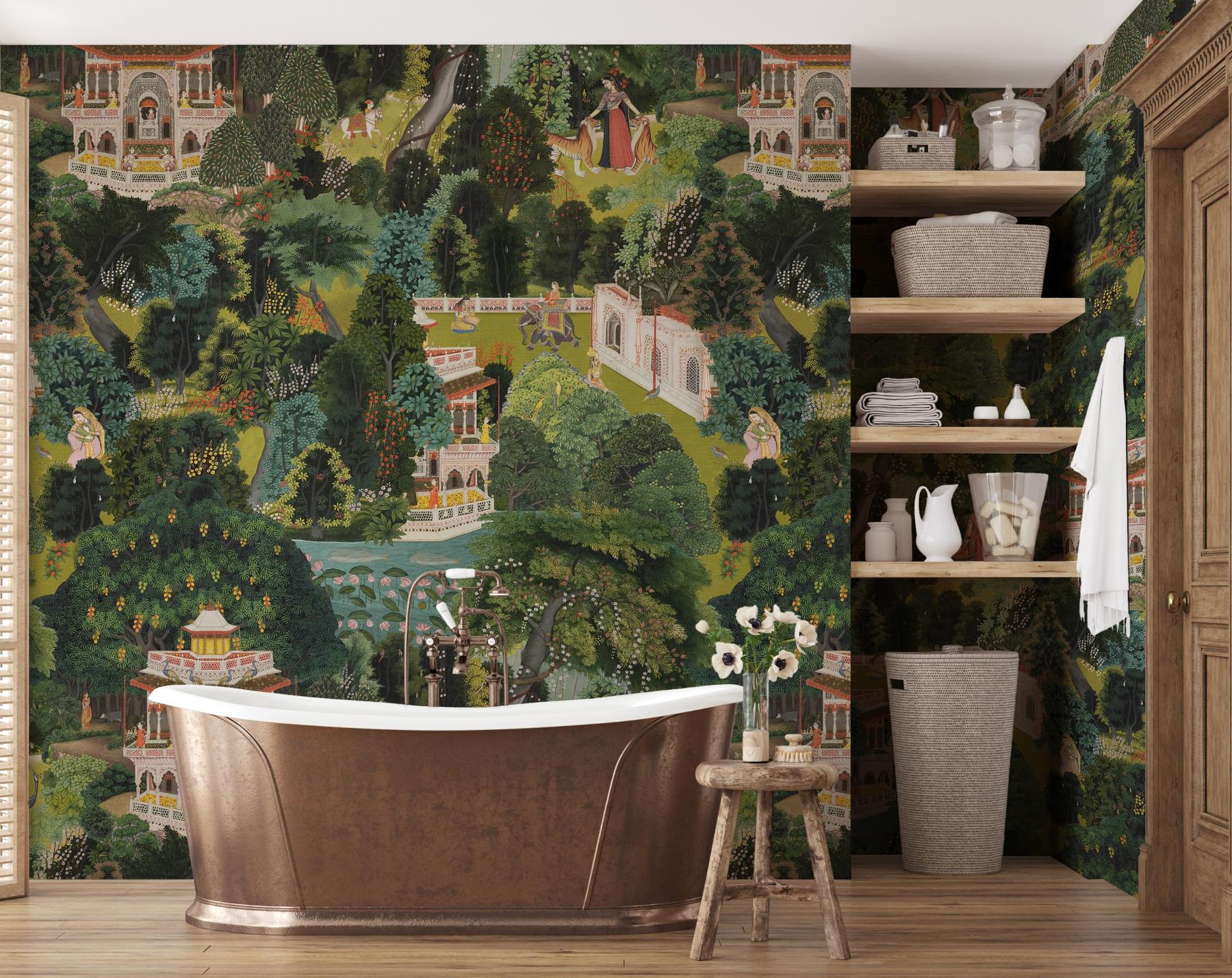 Indian Traditional Garden Art Wallpaper Mural