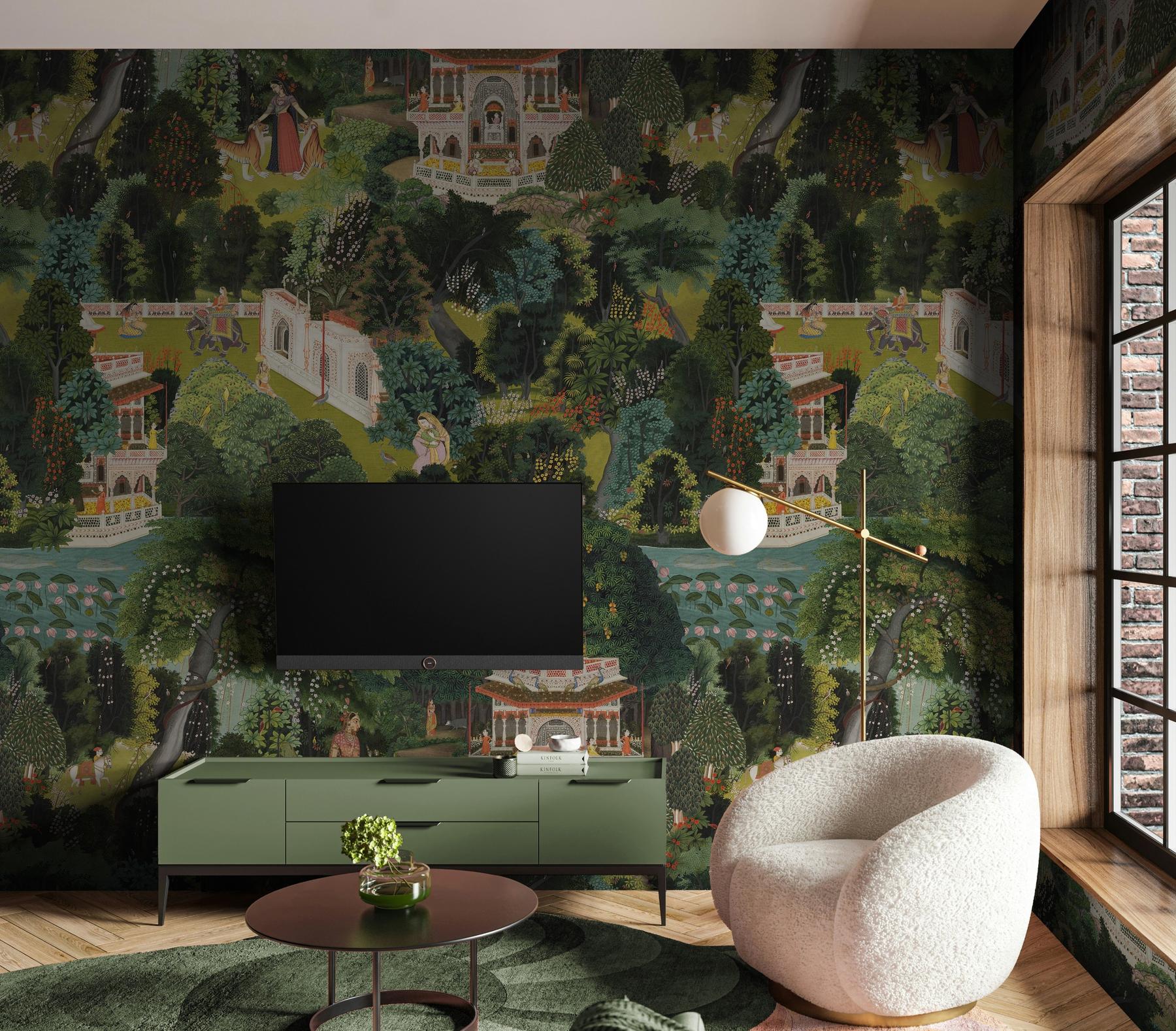 Indian Traditional Garden Art Wallpaper Mural