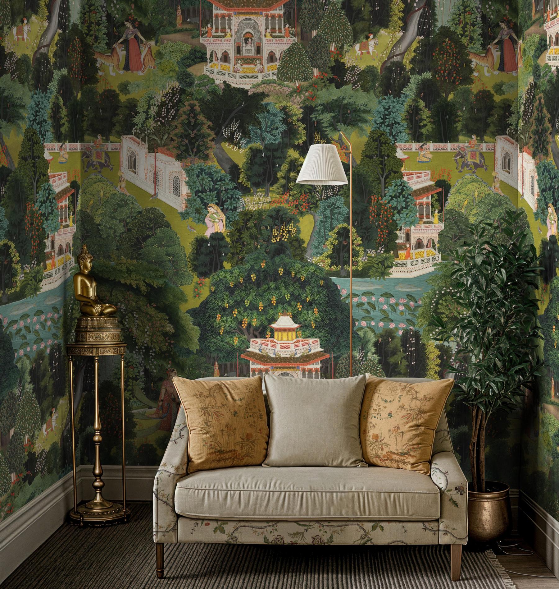 Indian Traditional Garden Art Wallpaper Mural