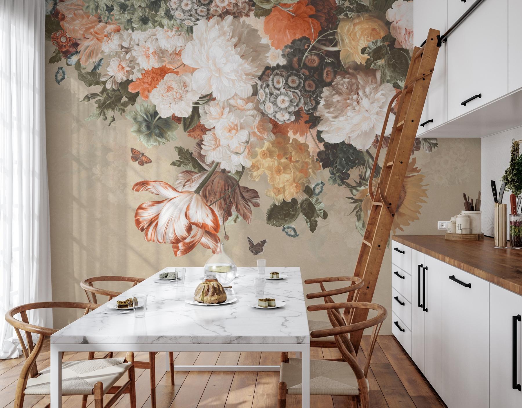 Enchanted Dutch Floral Bouquet Wallpaper Mural