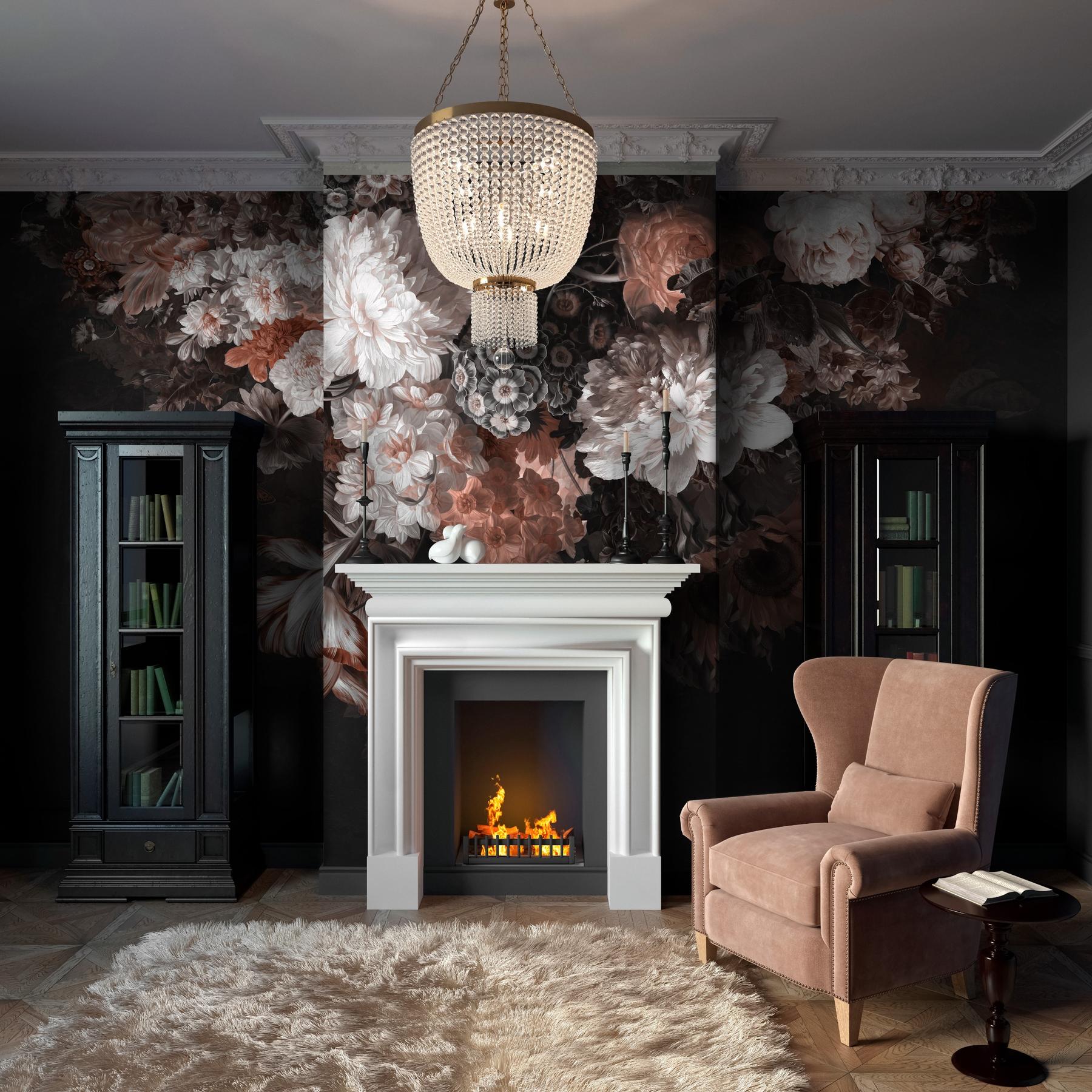 Enchanted Dark Dutch Floral Bouquet Wallpaper Mural