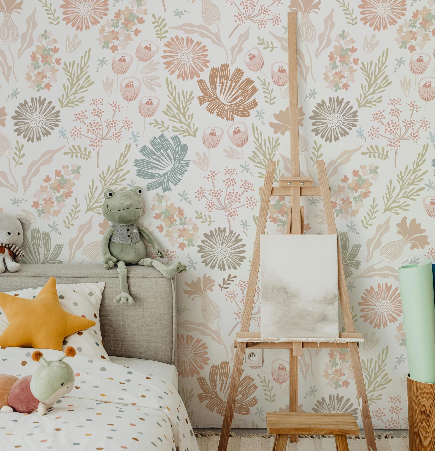 Kids Colorful Floral Botanical Wallpaper Mural