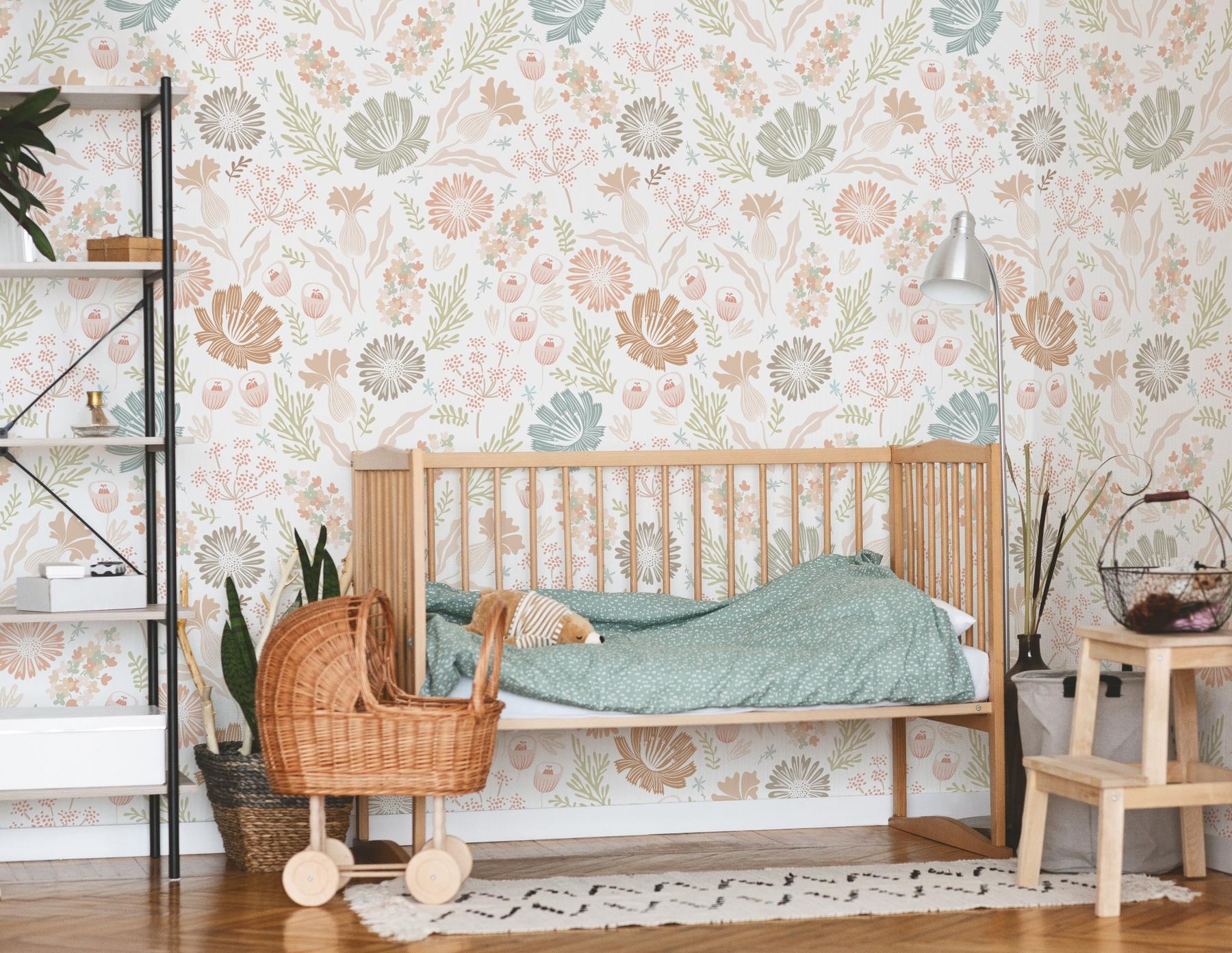 Kids Colorful Floral Botanical Wallpaper Mural
