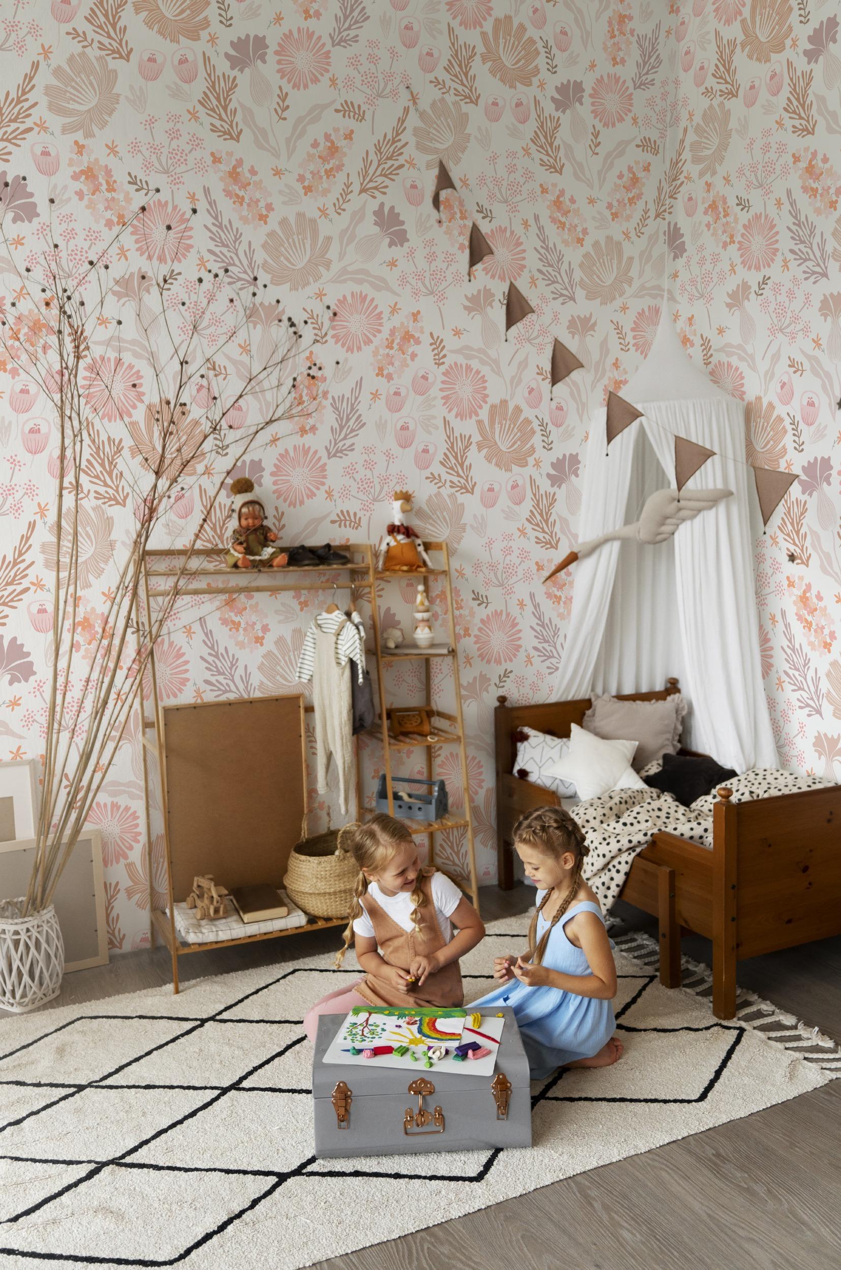 Kids Pastel Floral Botanical Wallpaper Mural