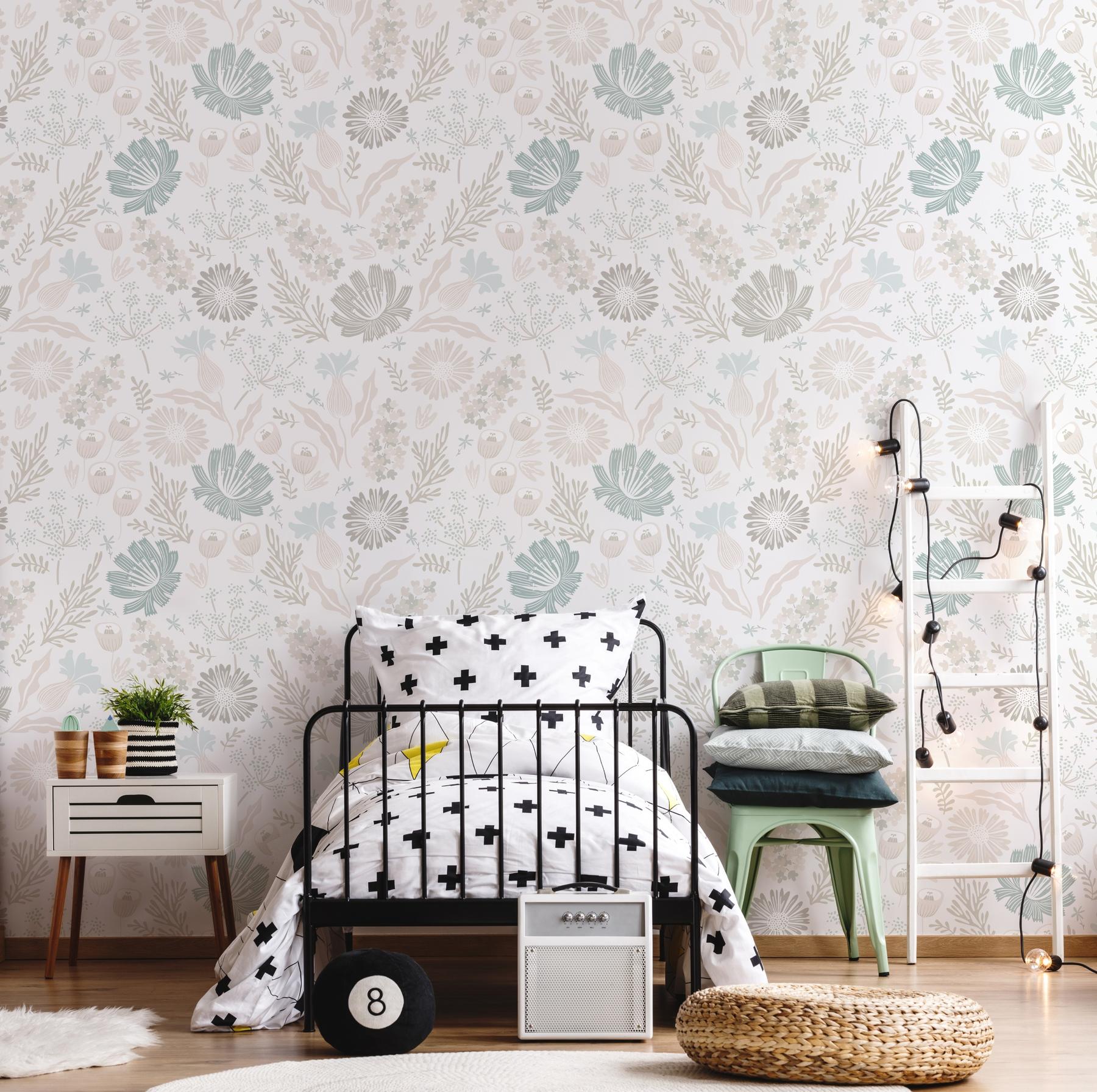 Kids Soft Color Floral Botanical Wallpaper Mural