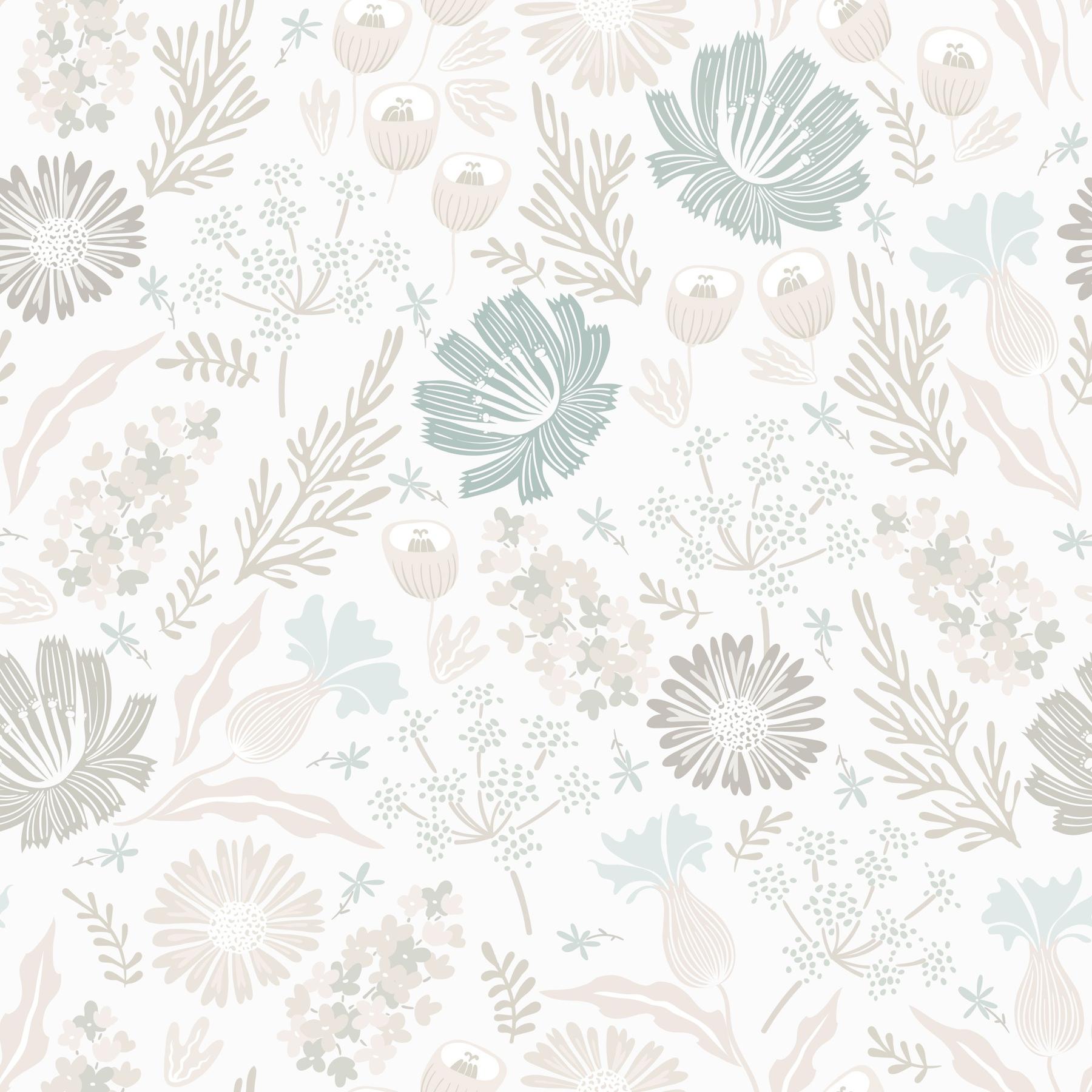 Kids Soft Color Floral Botanical Wallpaper Mural