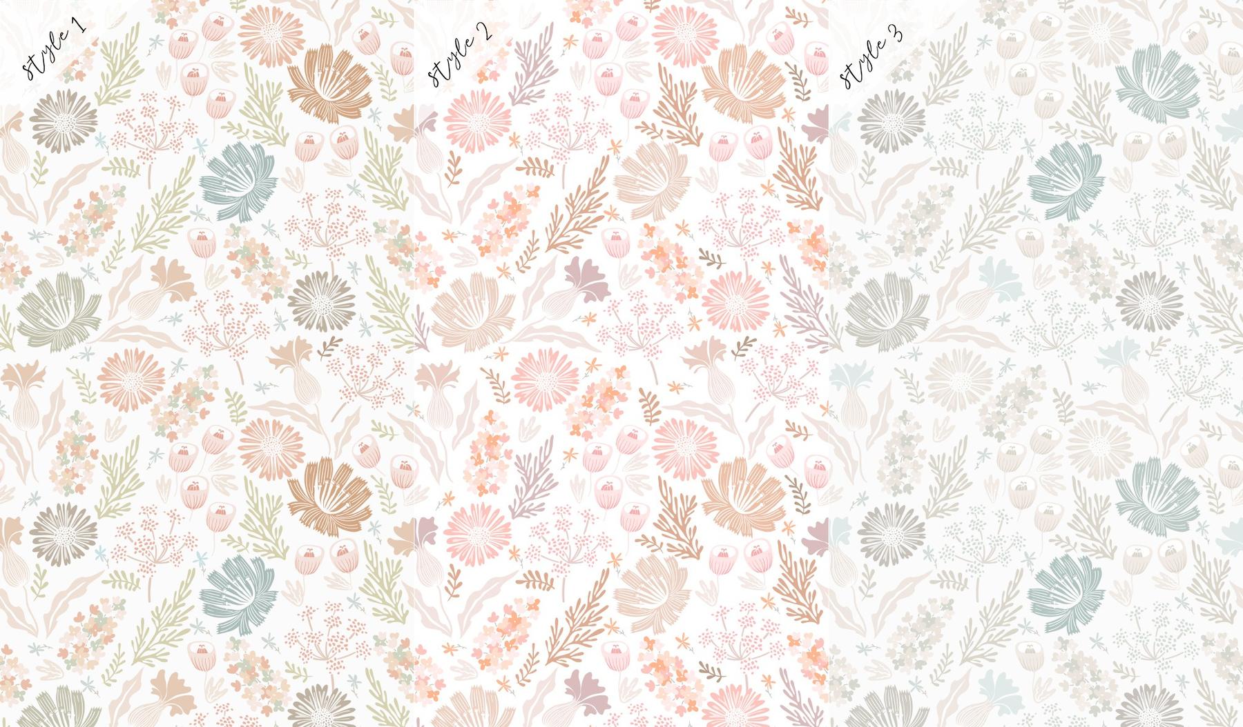 Kids Soft Color Floral Botanical Wallpaper Mural