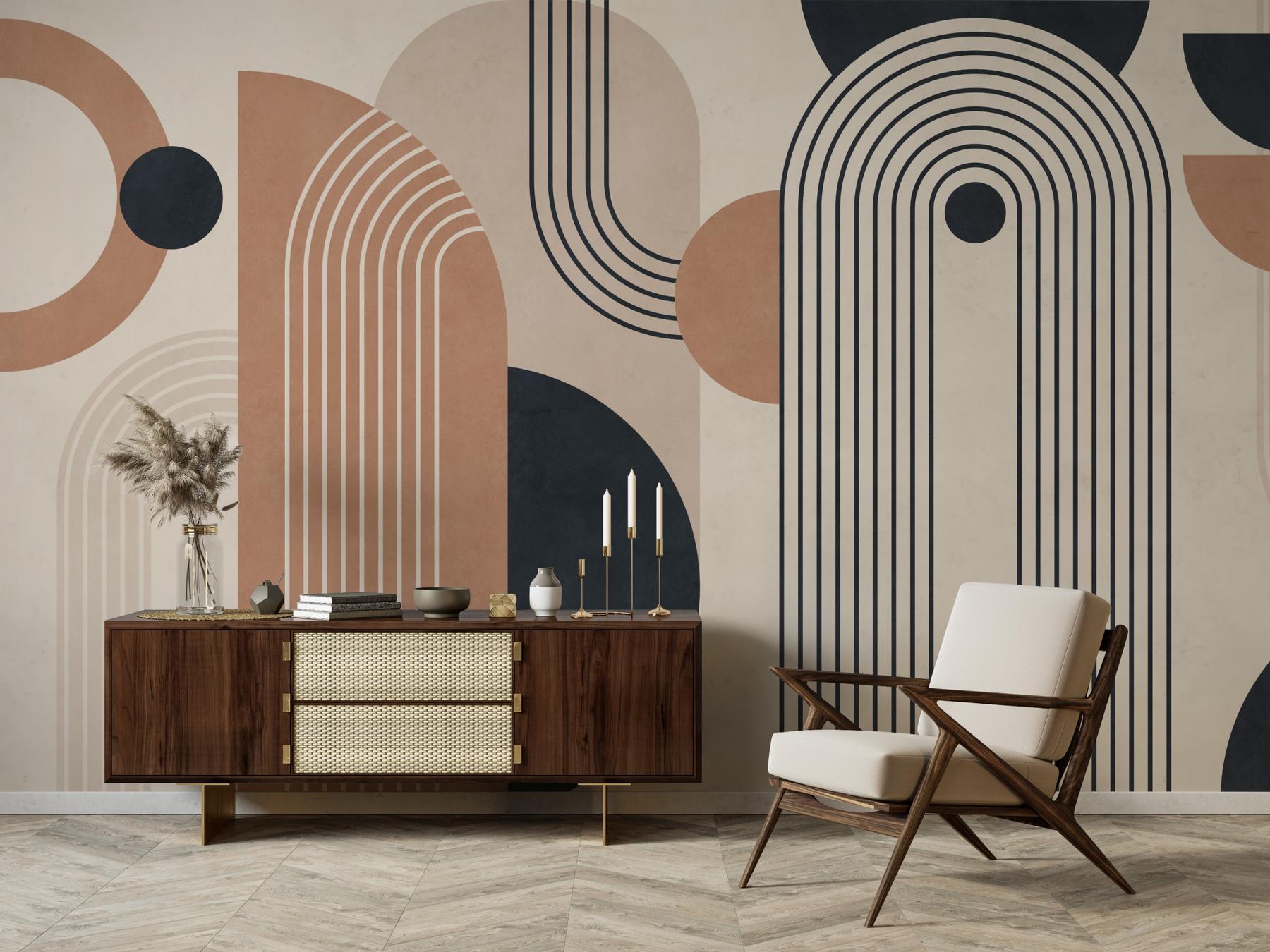 Modern Geometric Arch Lines Wallpaper Mural