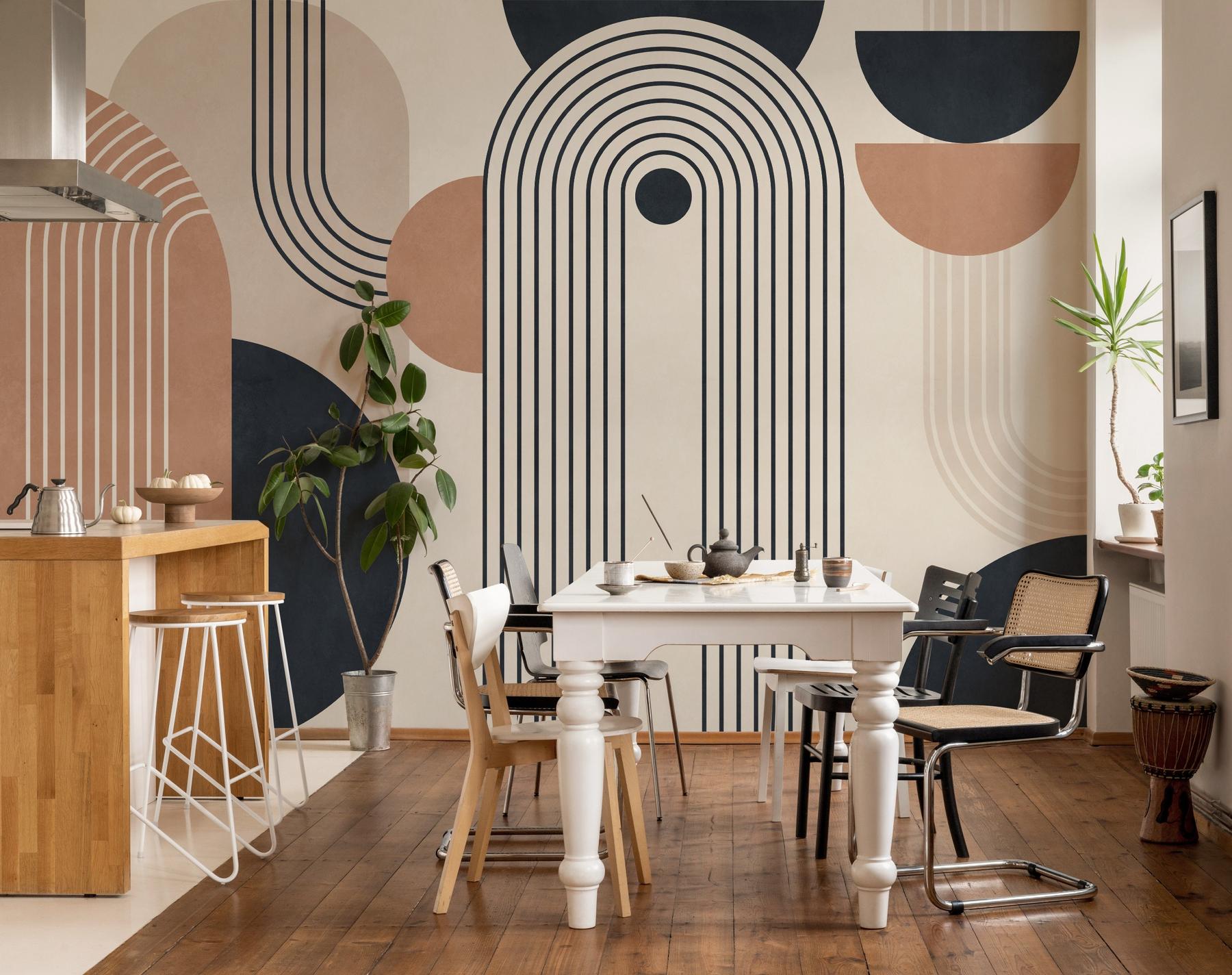 Modern Geometric Arch Lines Wallpaper Mural