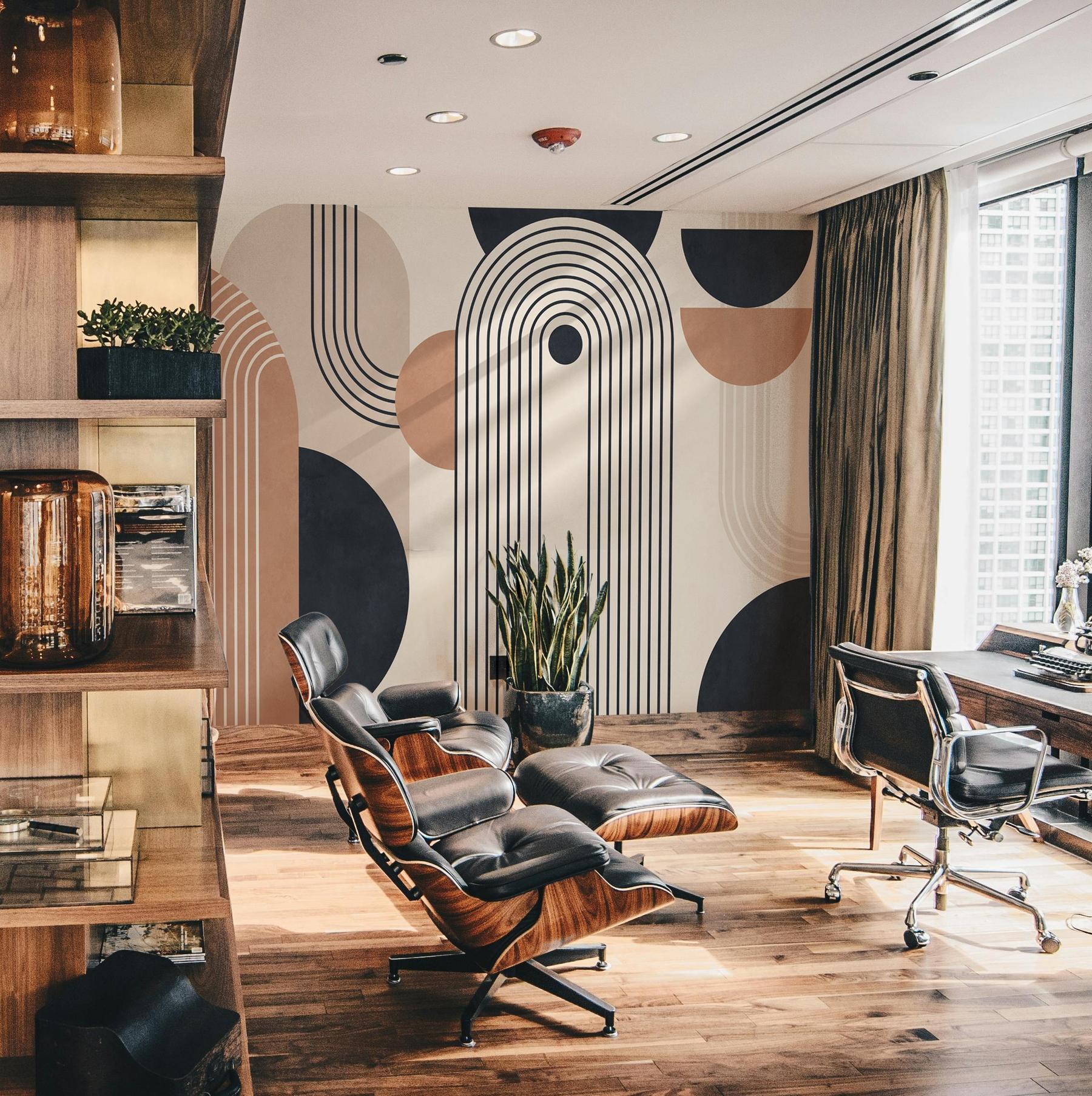 Modern Geometric Arch Lines Wallpaper Mural