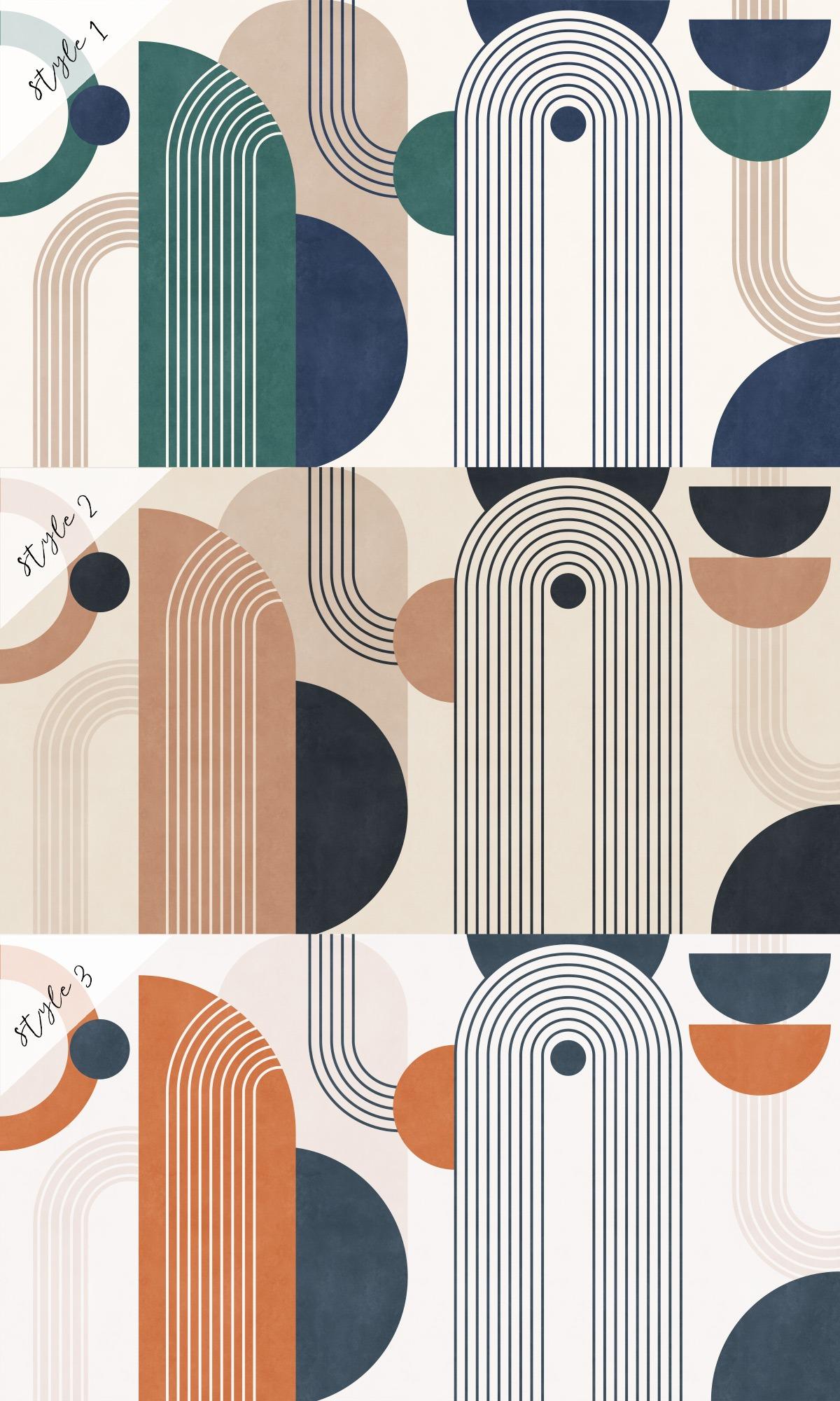 Modern Geometric Arch Lines Wallpaper Mural