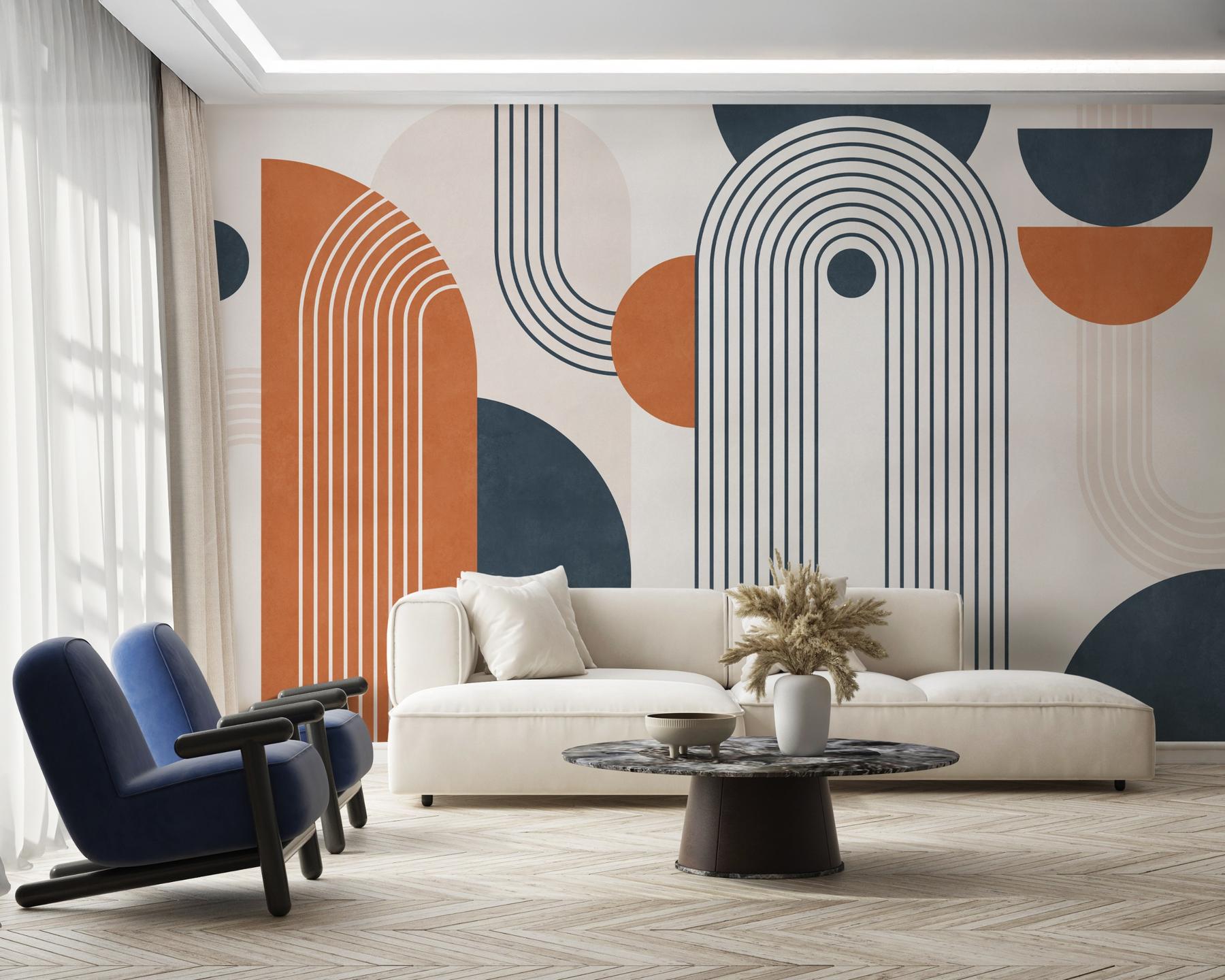 Modern Geometric Arch Lines Wallpaper Mural