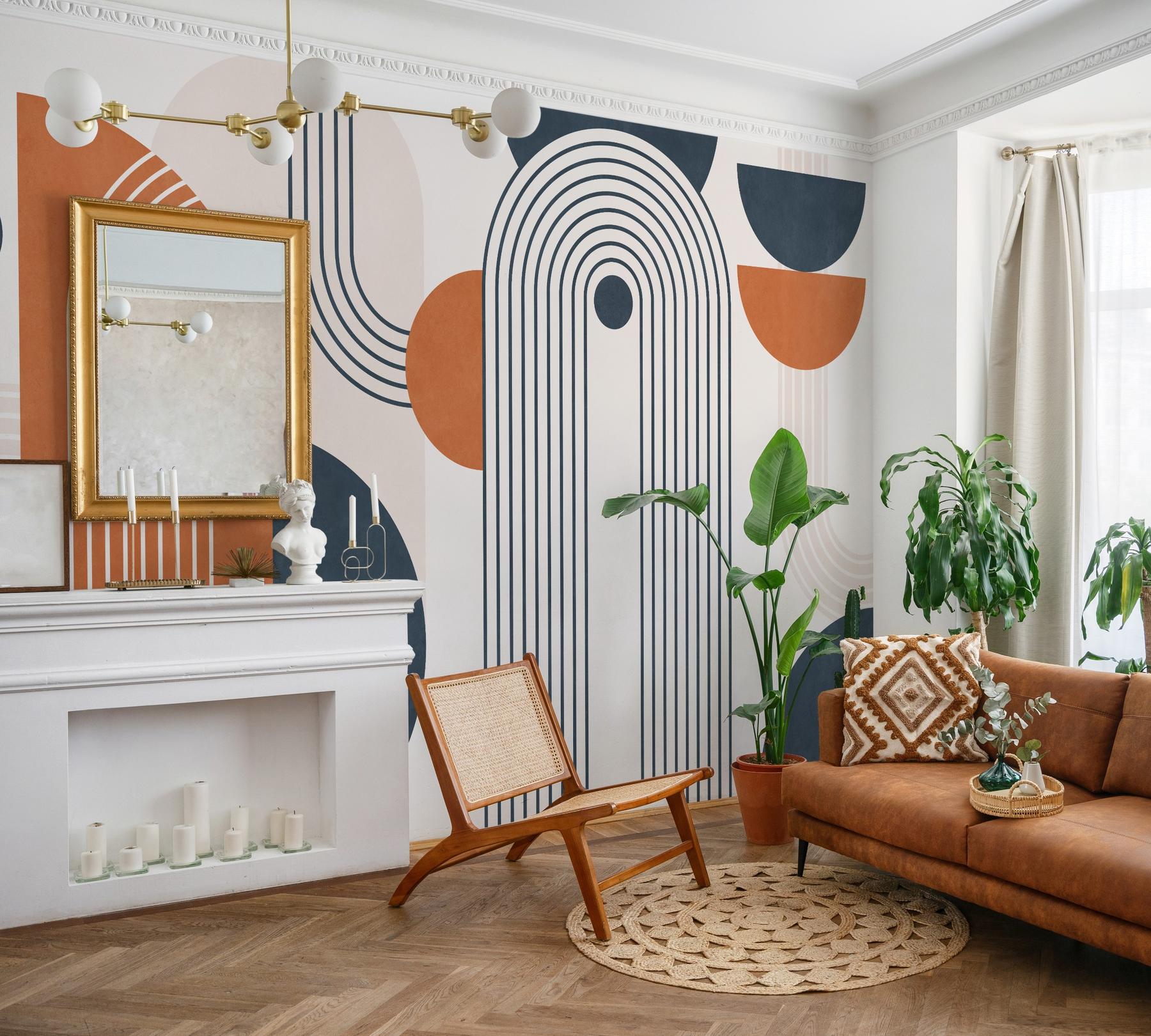 Modern Geometric Arch Lines Wallpaper Mural
