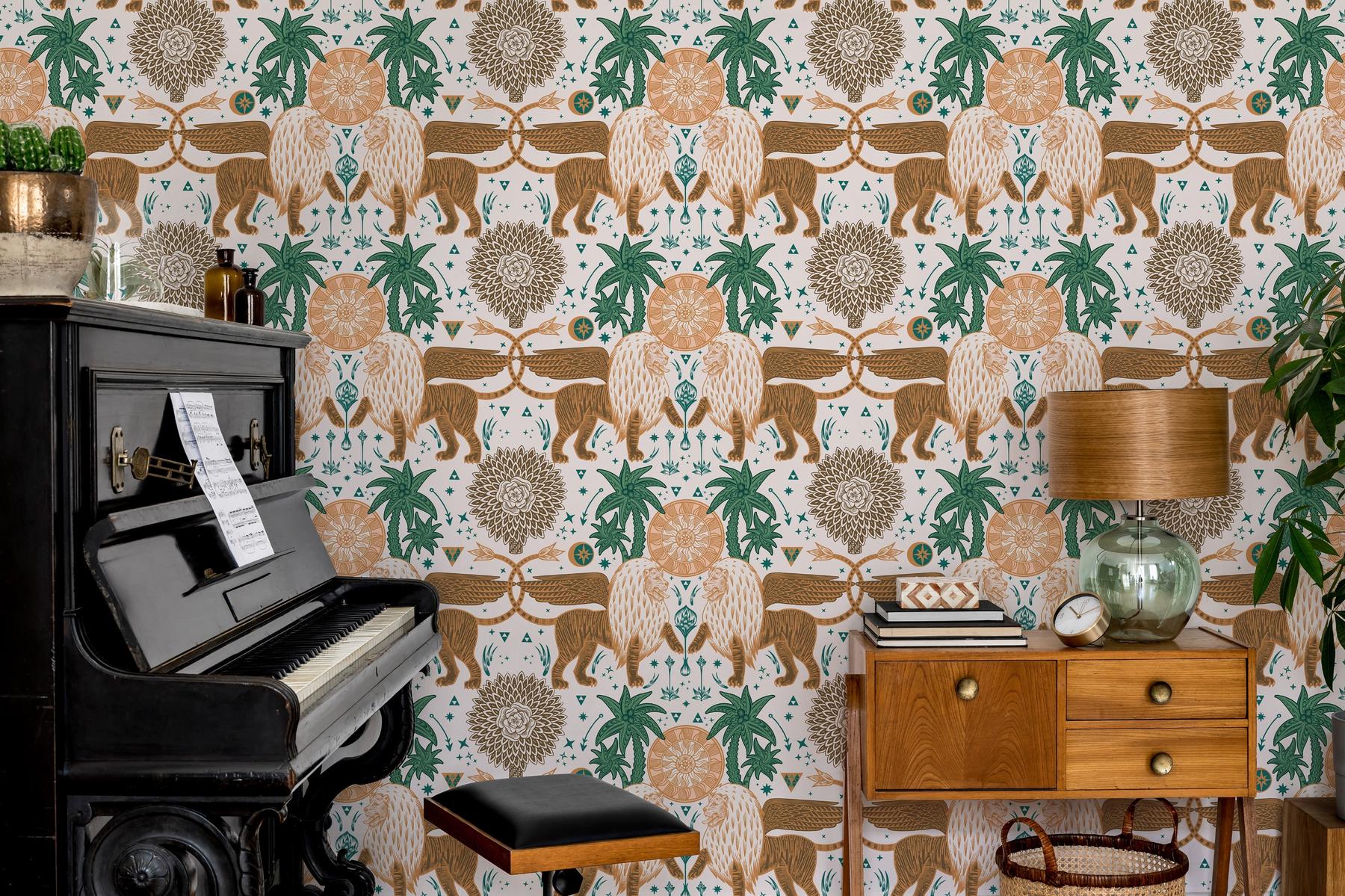 Mystical Winged Lions Wallpaper Mural