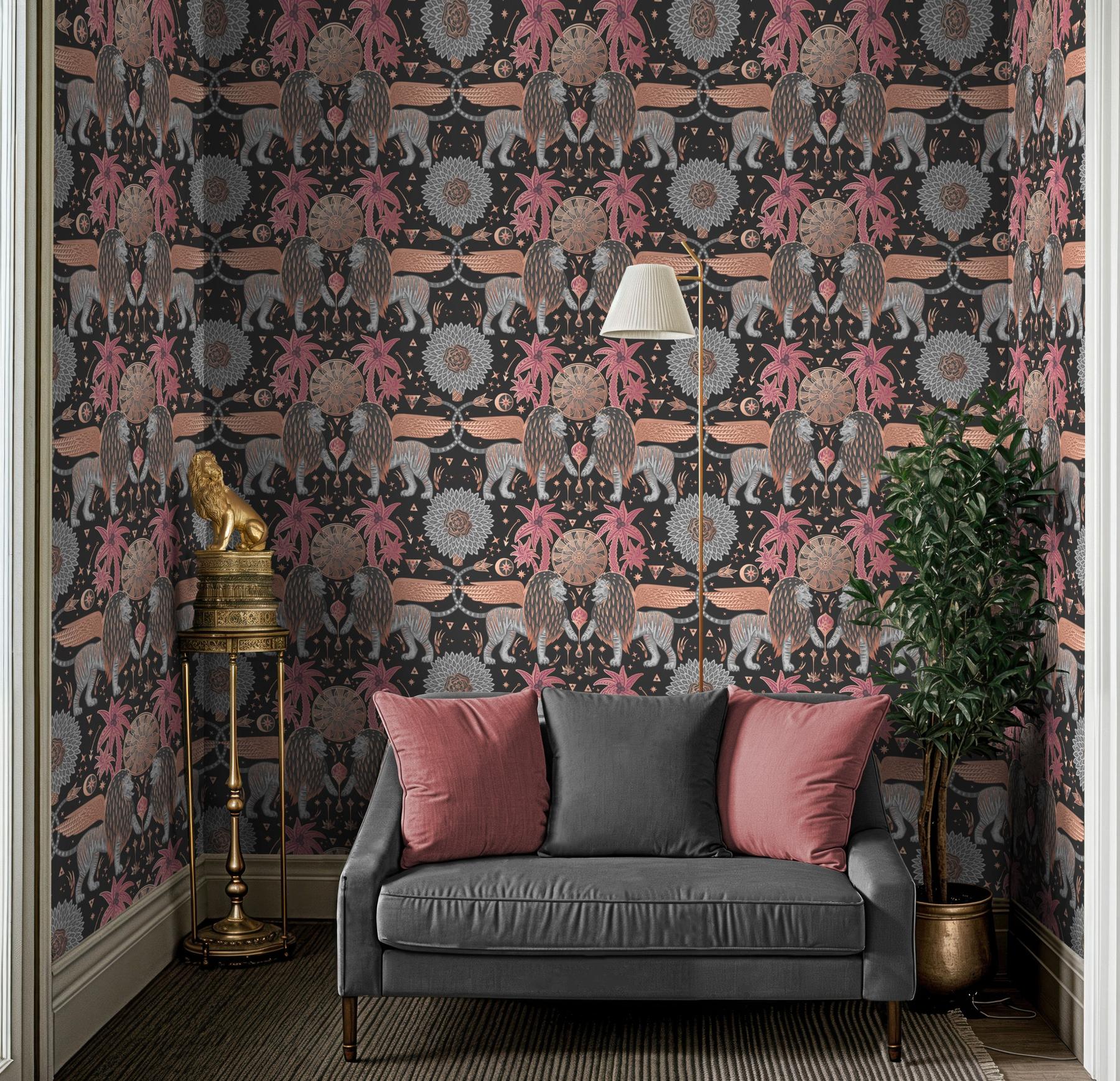 Mystical Winged Lions Wallpaper Mural