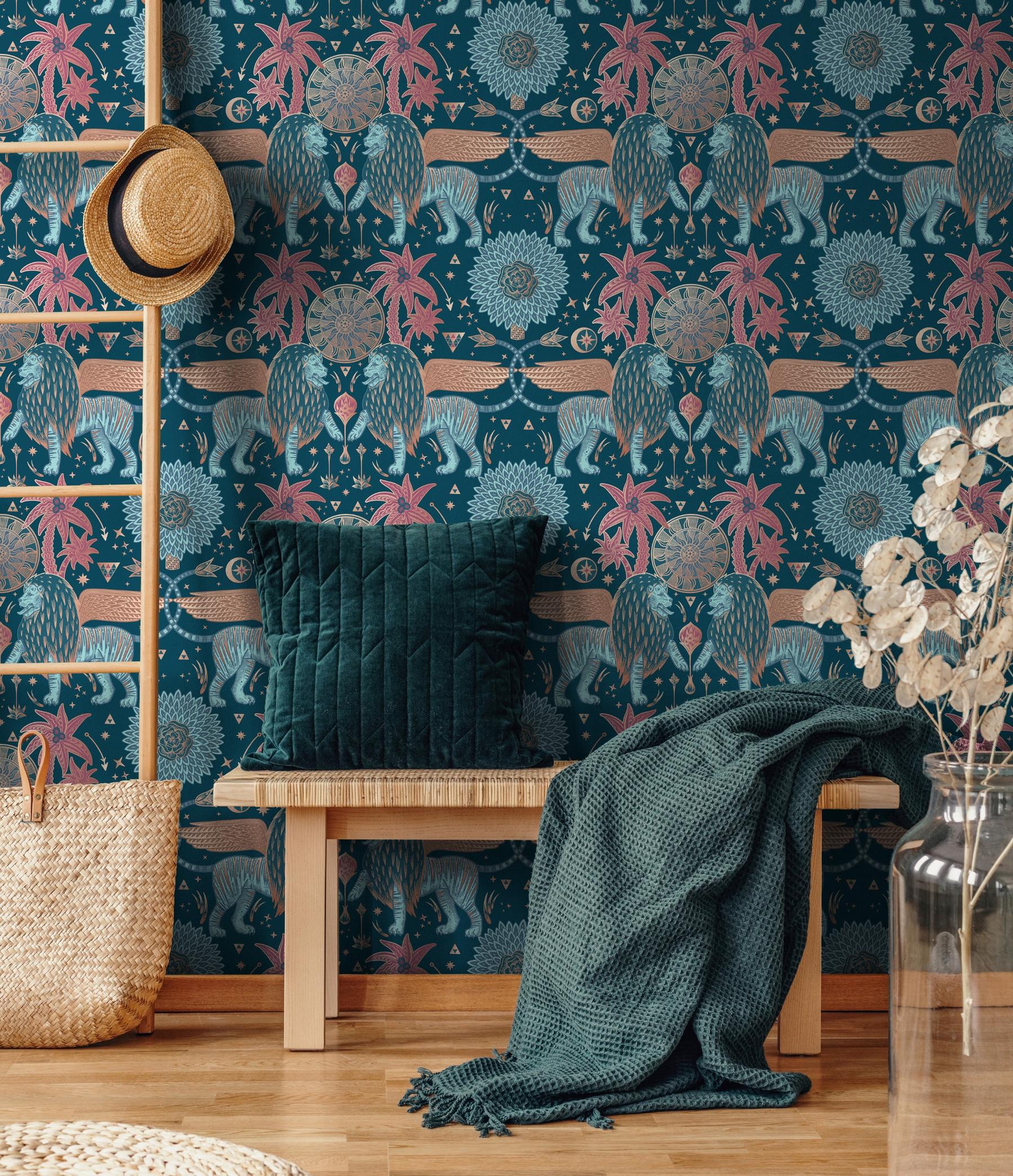 Mystical Winged Lions Wallpaper Mural