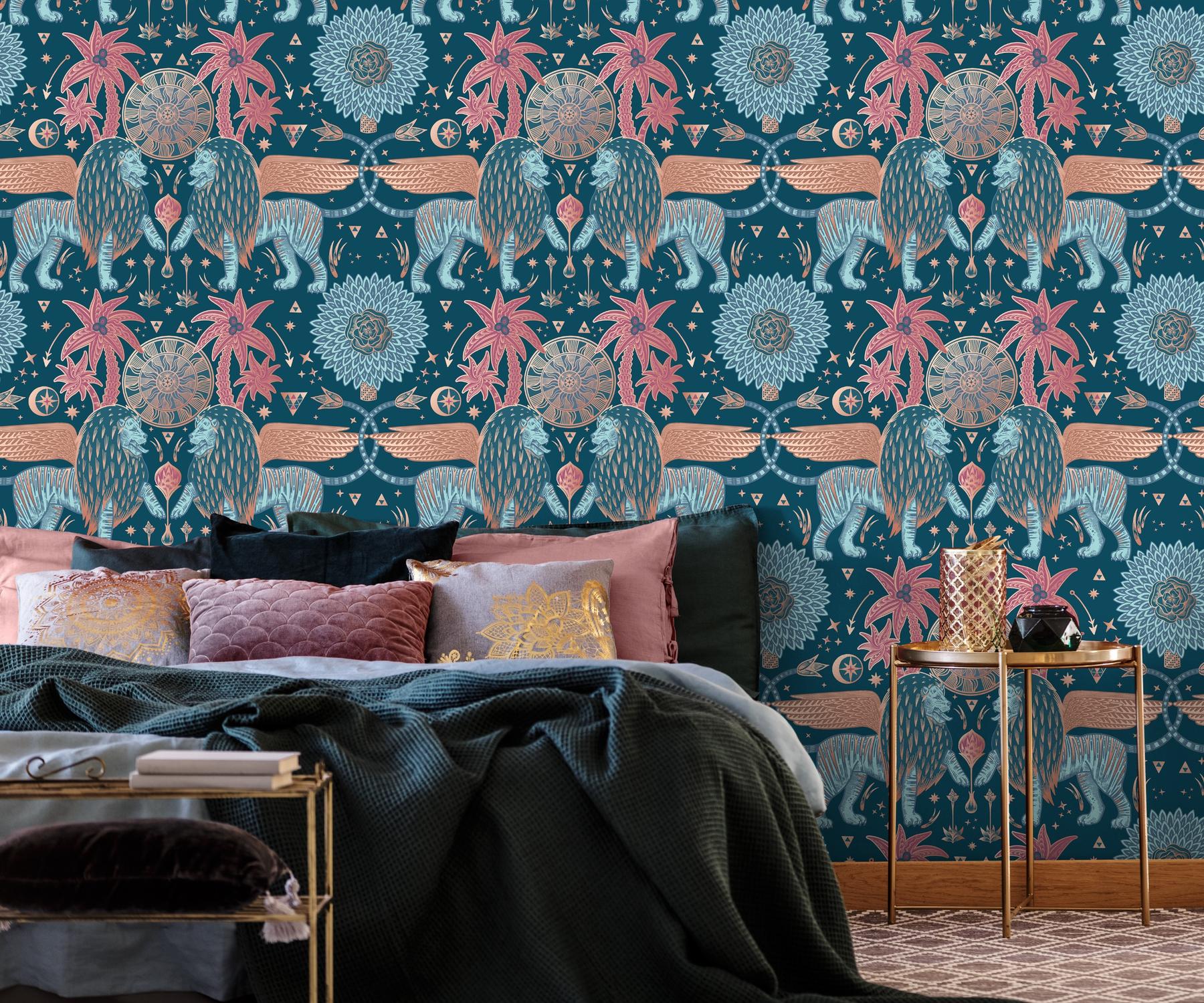 Mystical Winged Lions Wallpaper Mural