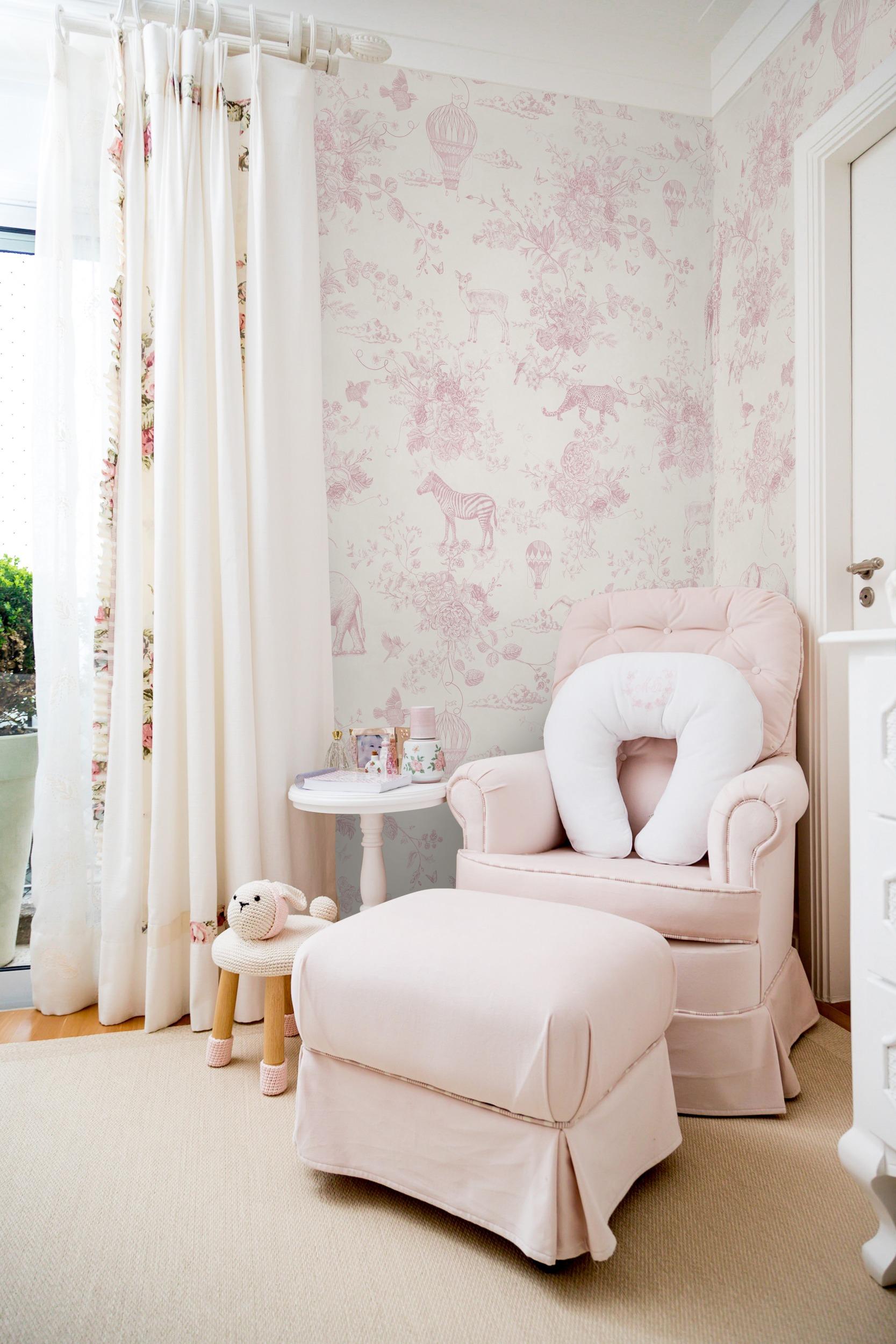 Kids Whimsical Safari Animal and Floral Wallpaper Mural