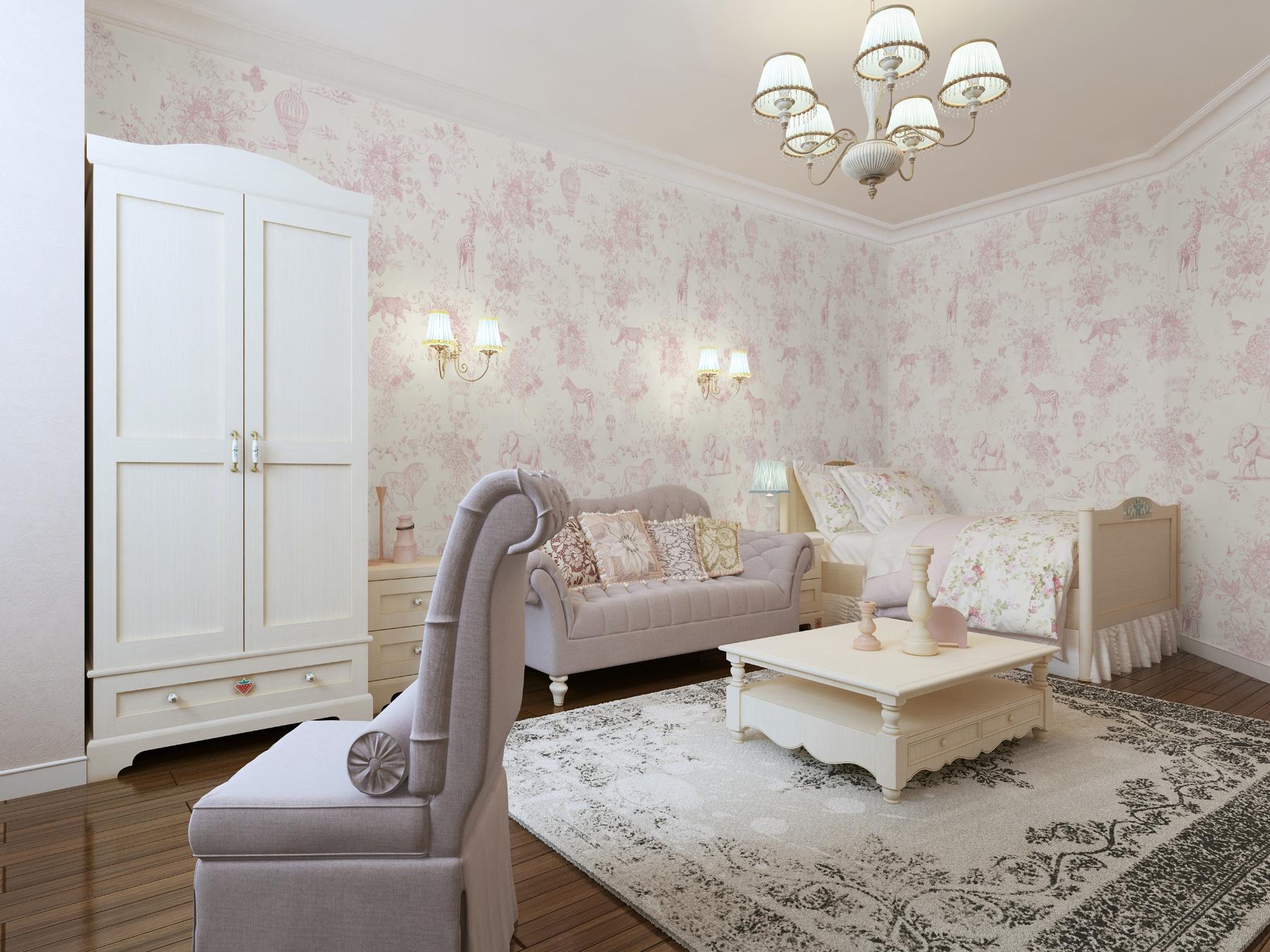 Kids Whimsical Safari Animal and Floral Wallpaper Mural